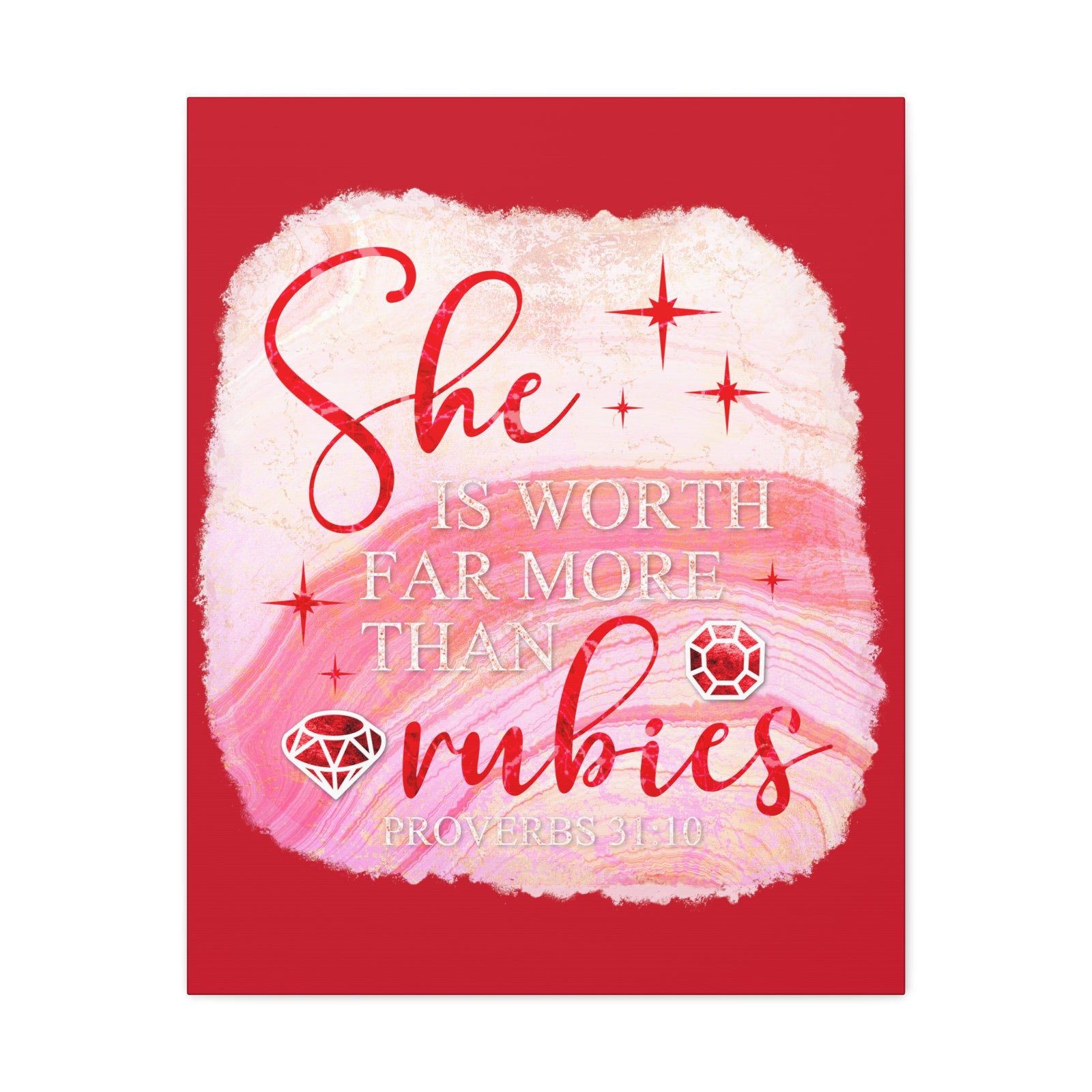 Scripture Walls Proverbs 31:10 Rubies Bible Verse Canvas Christian Wall Art Ready to Hang Unframed-Express Your Love Gifts
