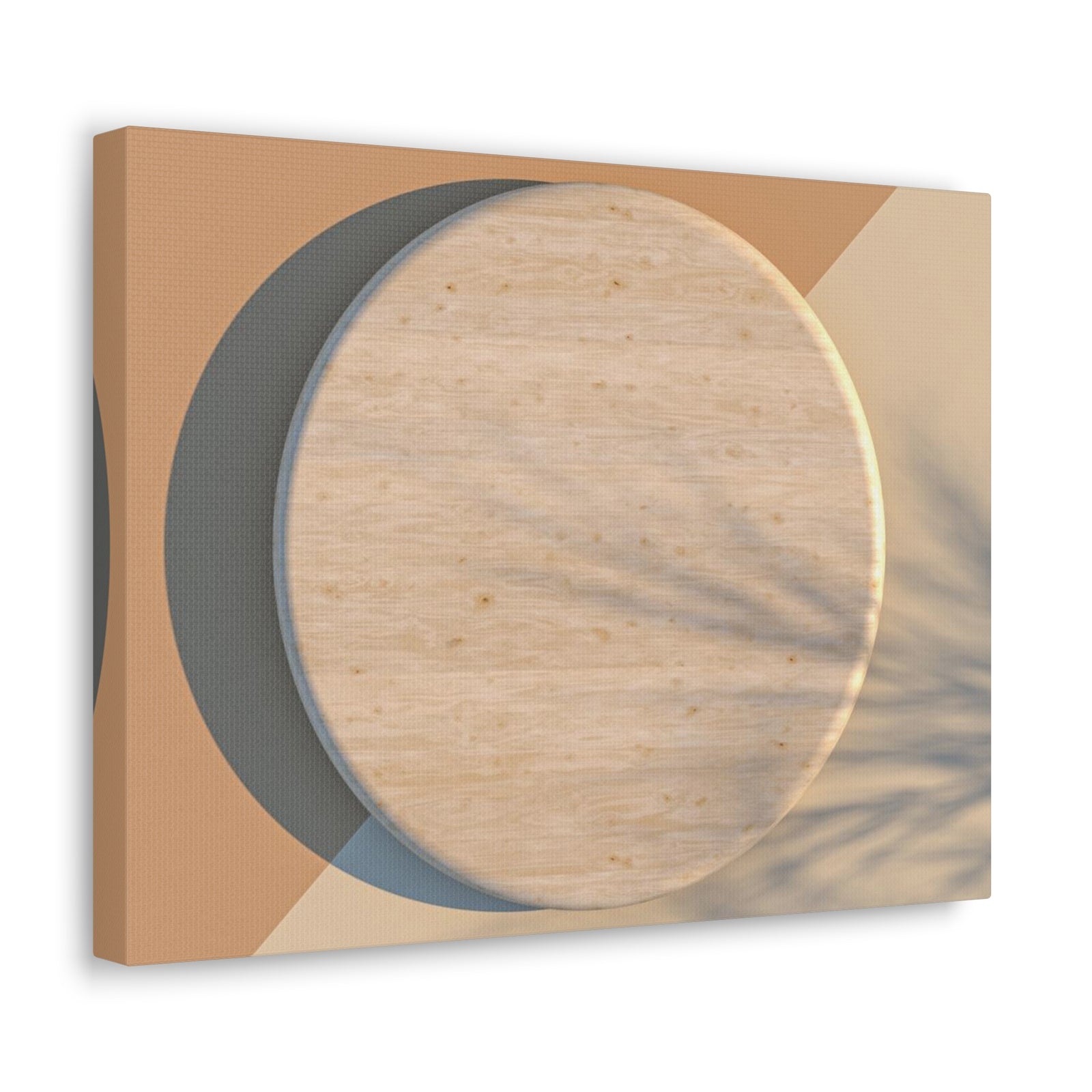 Round Wood Natural Element Canvas Wall Art for Home Decor Ready-to-Hang-Express Your Love Gifts