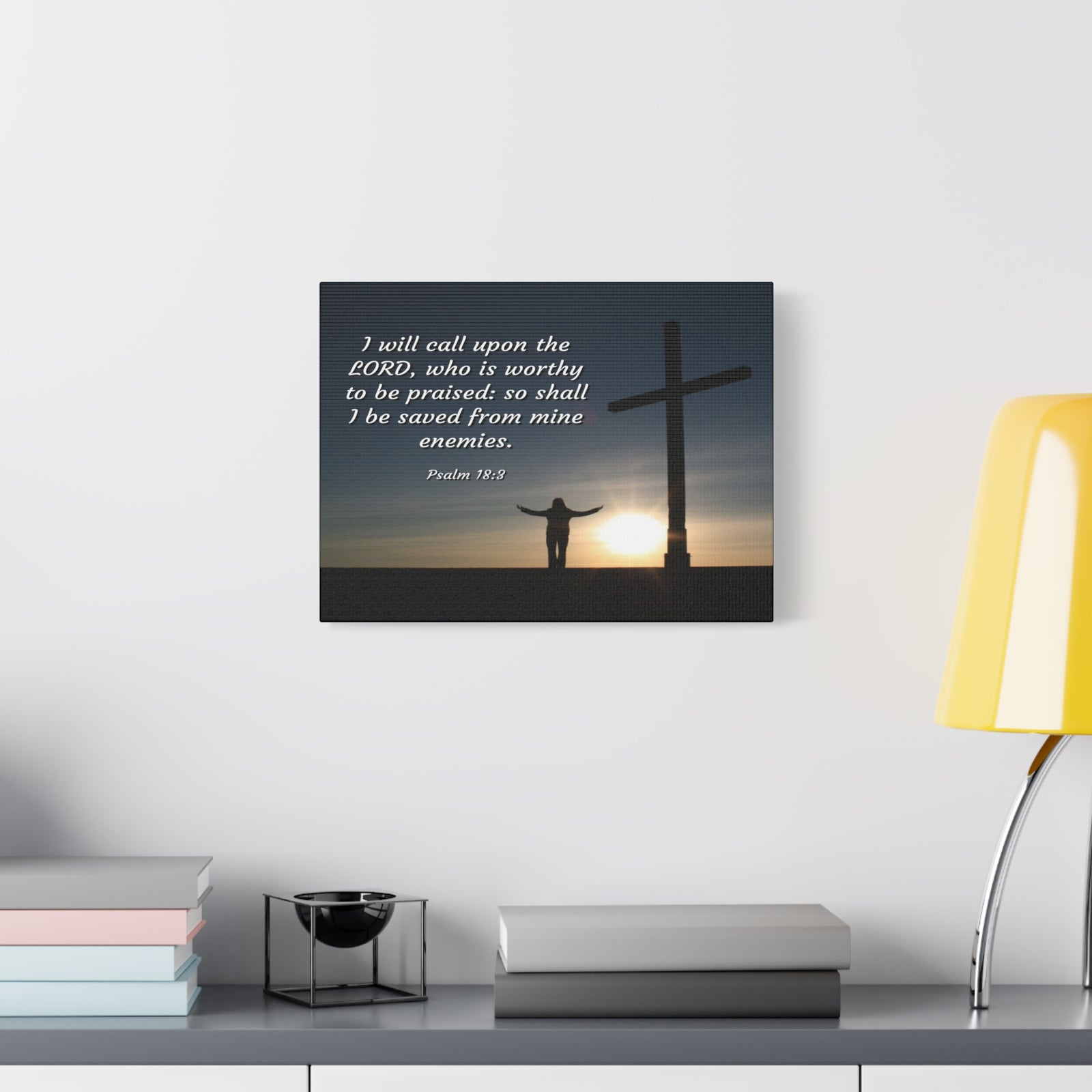 Scripture Canvas Worthy Psalm 18:3 Christian Wall Art Bible Verse Print Ready to Hang-Express Your Love Gifts