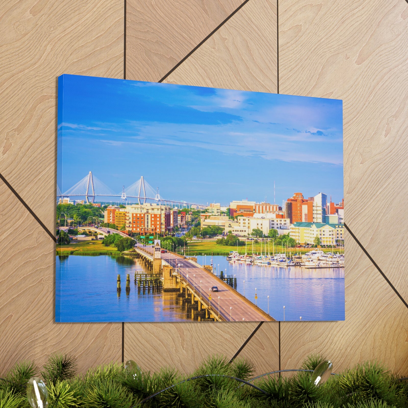 Charleston Daytime Skyline Canvas Artwork High-Quality Breathtaking Stunning Cityscape for Home Decor Ready to Hang-Express Your Love Gifts