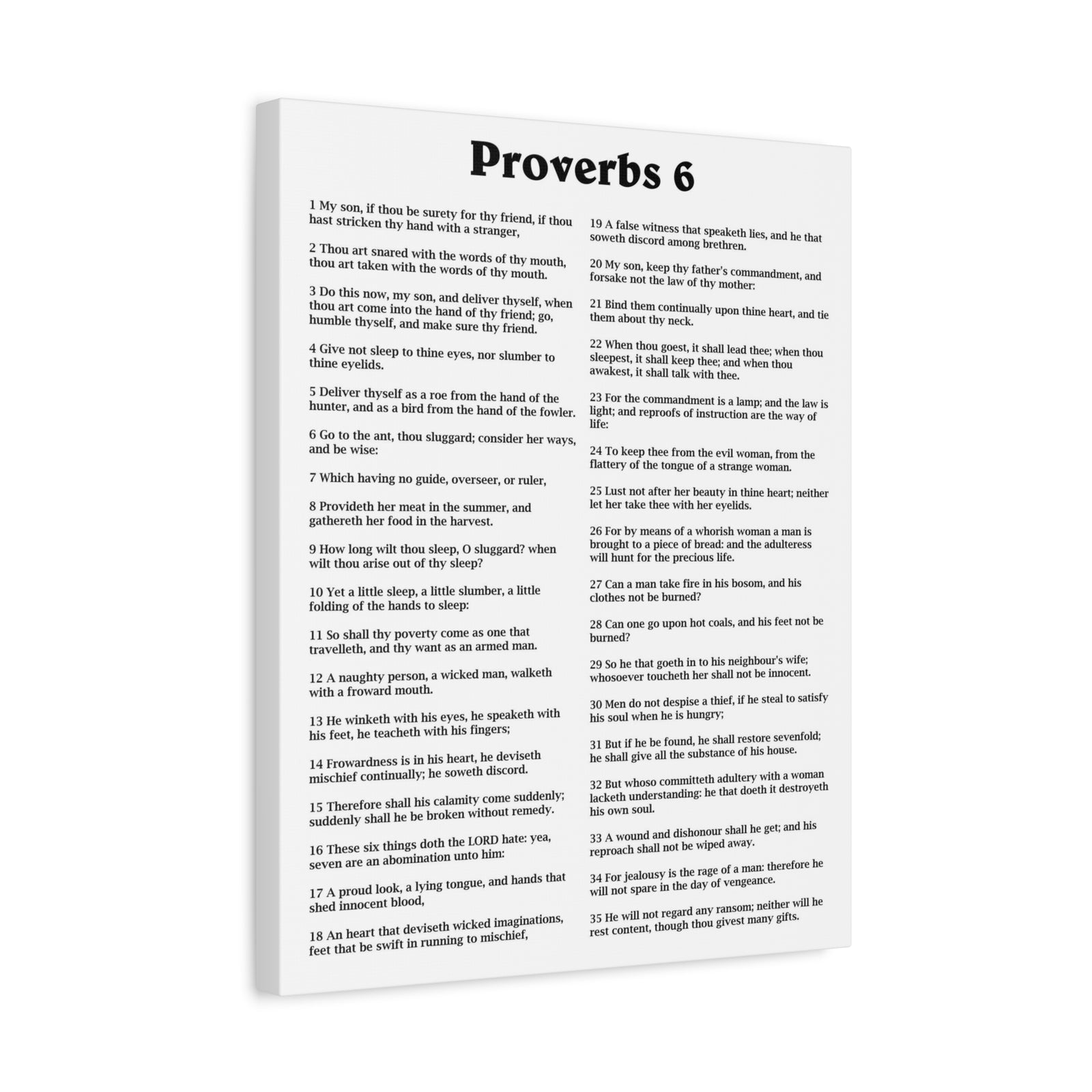 Scripture Walls Proverbs Chapter 6 White Bible Canvas Christian Wall Art Ready to Hang Unframed-Express Your Love Gifts