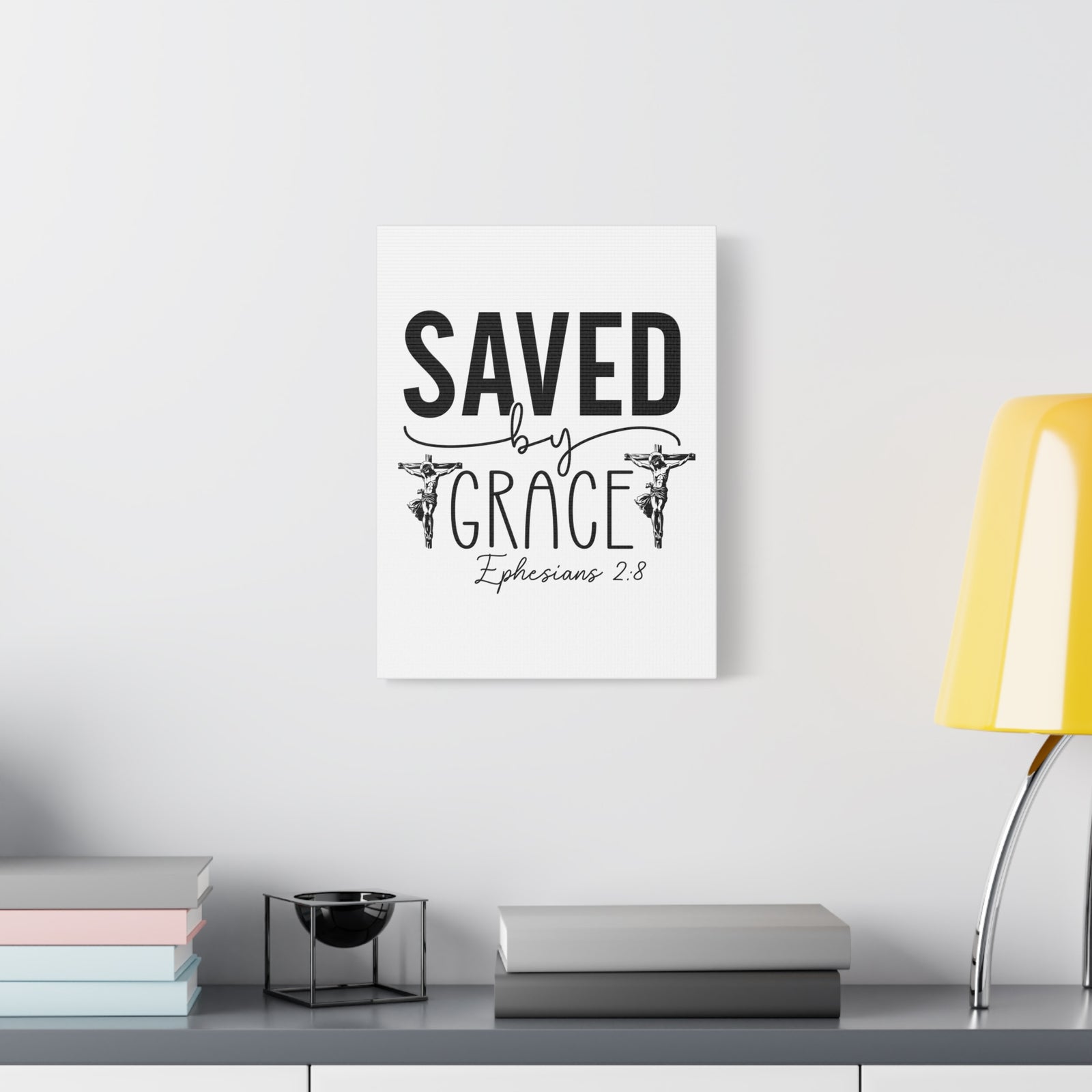 Scripture Walls Ephesian 2:8 Saved By Grace Bible Verse Canvas Christian Wall Art Ready to Hang Unframed-Express Your Love Gifts