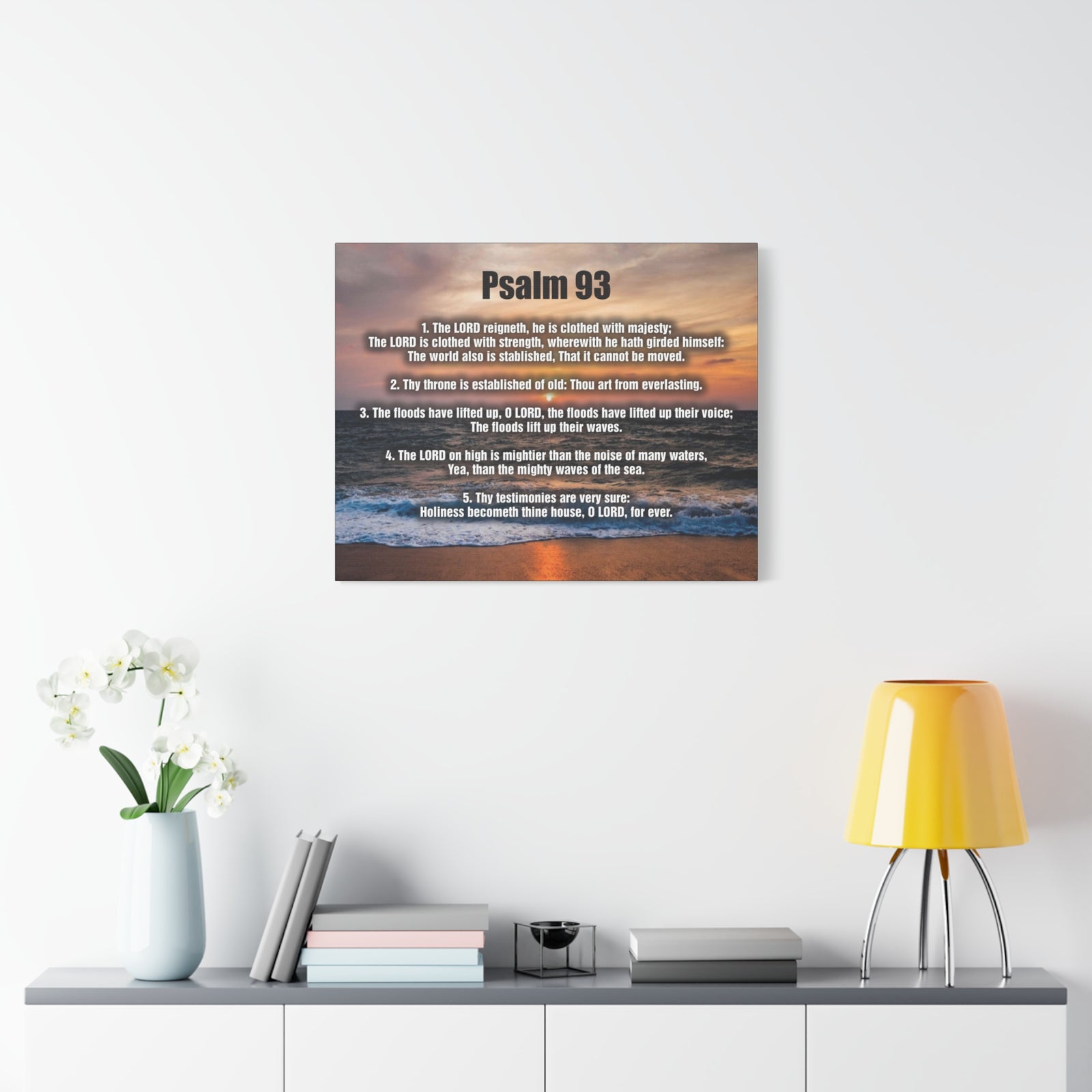 Scripture Canvas The Lord Reigneth Psalm 93 Christian Wall Art Bible Verse Print Ready to Hang-Express Your Love Gifts