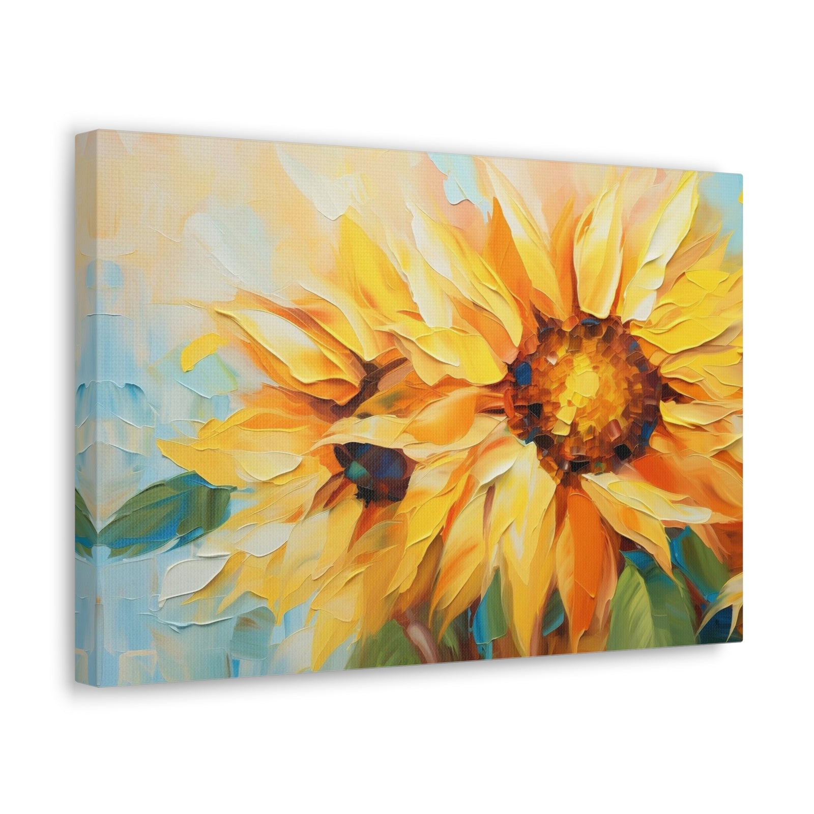 Sunflower Acrylic Painting Contemporary Blossom Canvas Wall Art for Home Decor Ready-to-Hang-Express Your Love Gifts