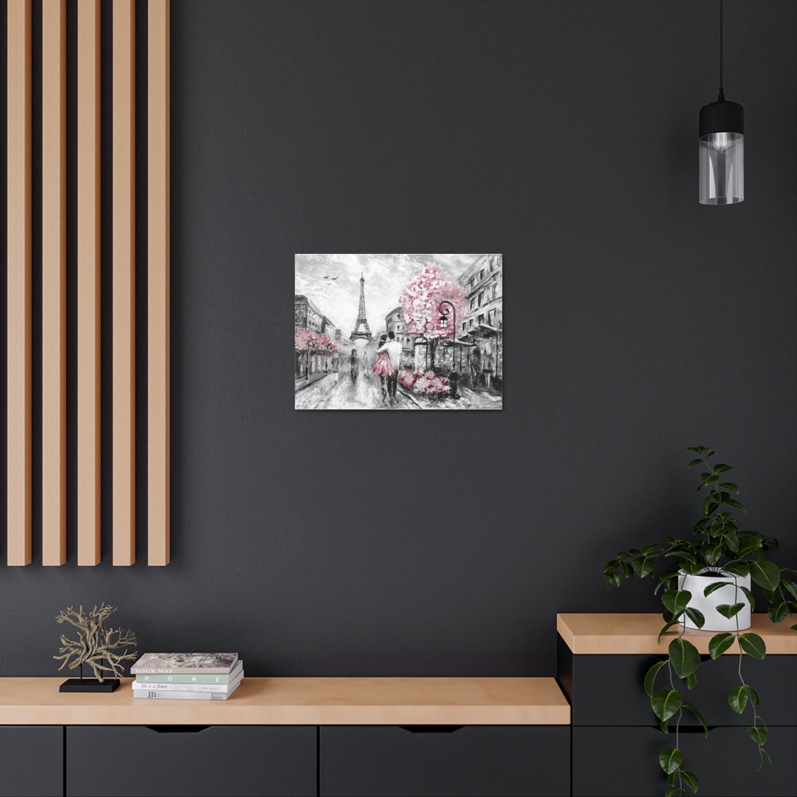 Couple Hug Pink Paris France Canvas Artwork High-Quality Breathtaking French City for Home Decor Ready to Hang-Express Your Love Gifts