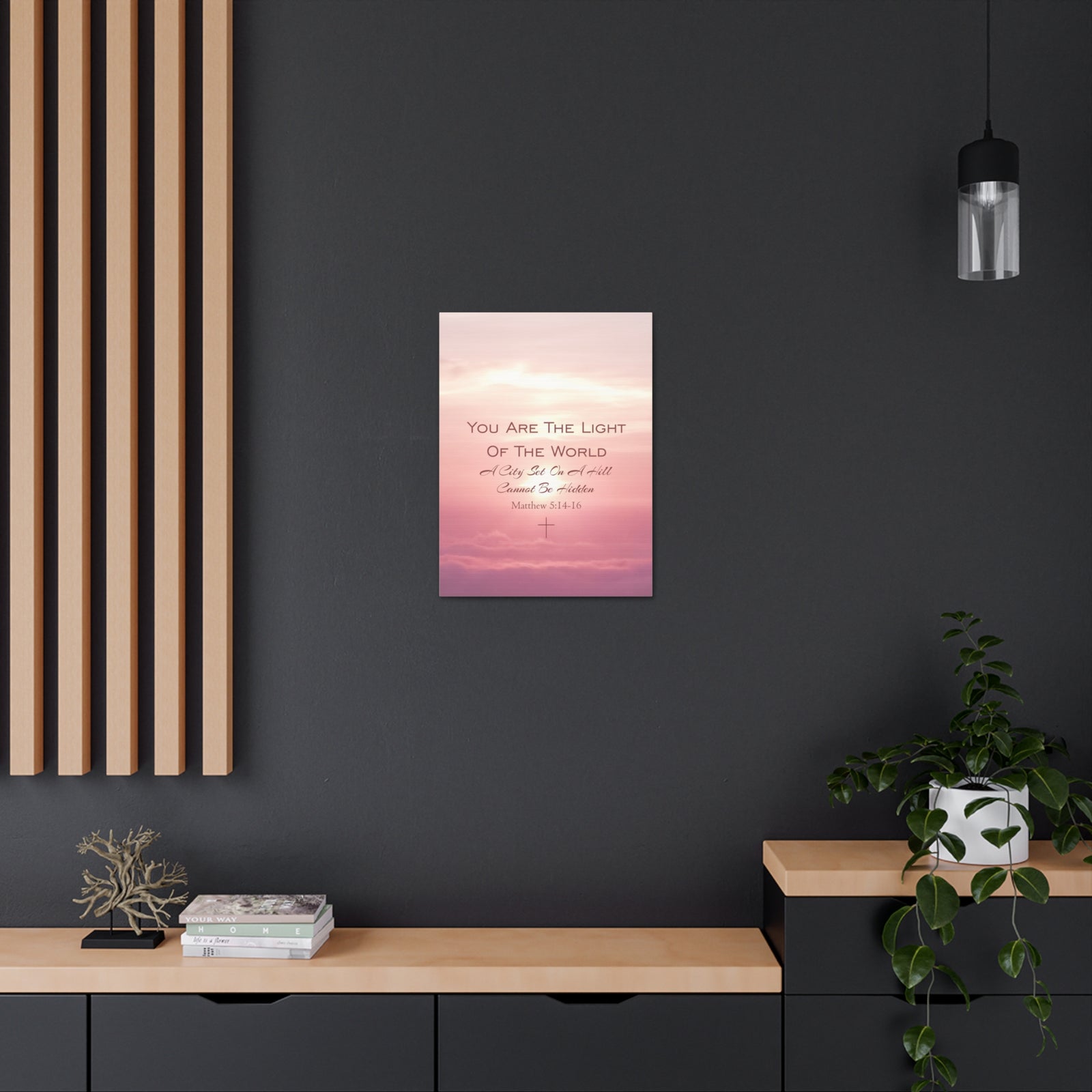 Scripture Canvas Light Of The World Matthew 5:14-16 Christian Wall Art Bible Verse Print Ready to Hang-Express Your Love Gifts