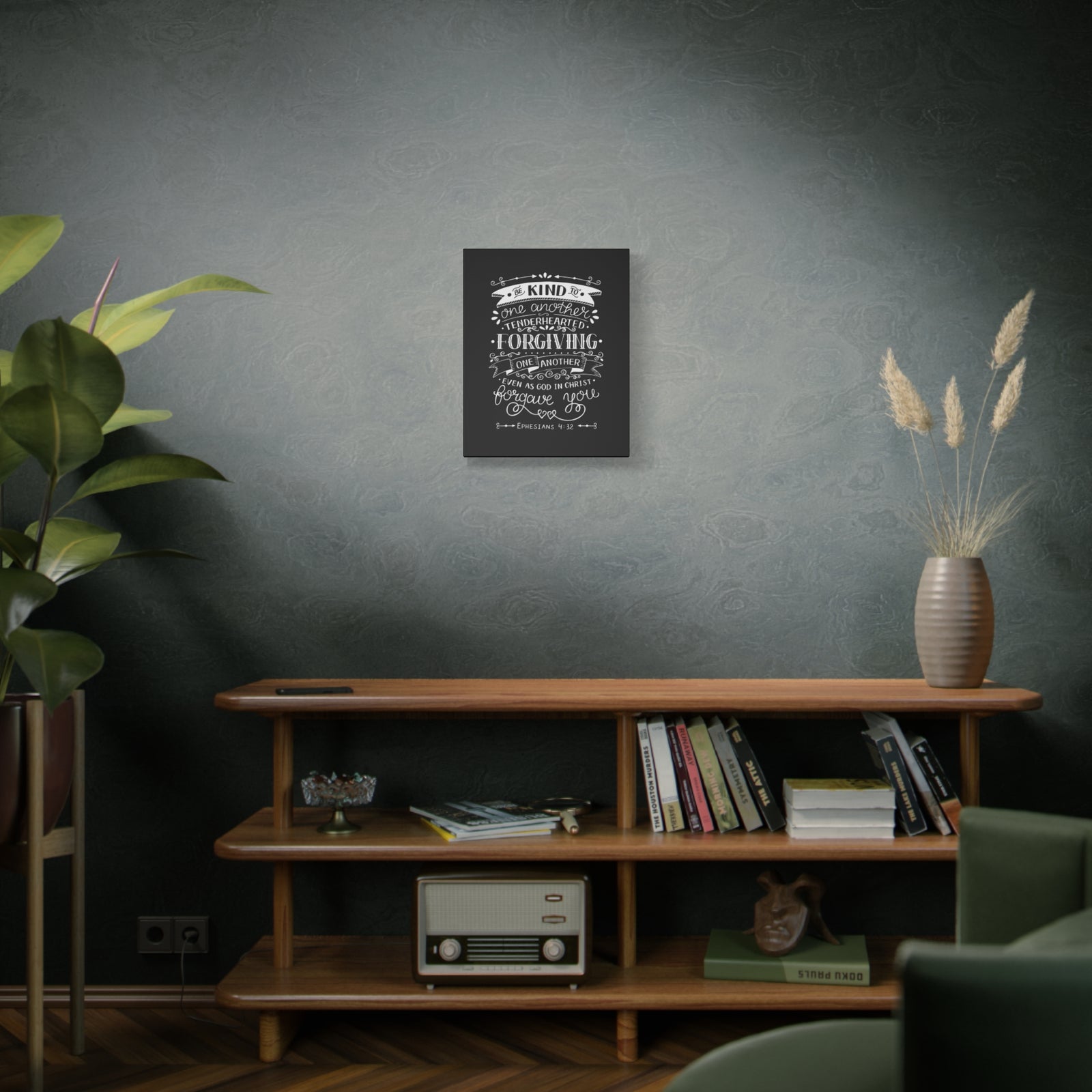 Scripture Canvas Tenderhearted Black Ephesians 4:32 Christian Wall Art Bible Verse Print Ready to Hang-Express Your Love Gifts