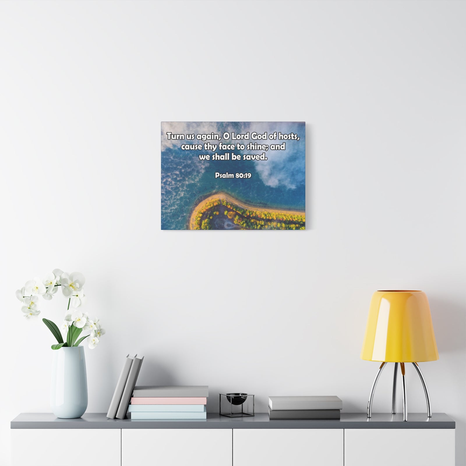 Bible Verse Canvas Turn Us Again Psalm 80:19 Christian Home Décor Wall Art Scripture Ready to Hang Faith Print-Express Your Love Gifts