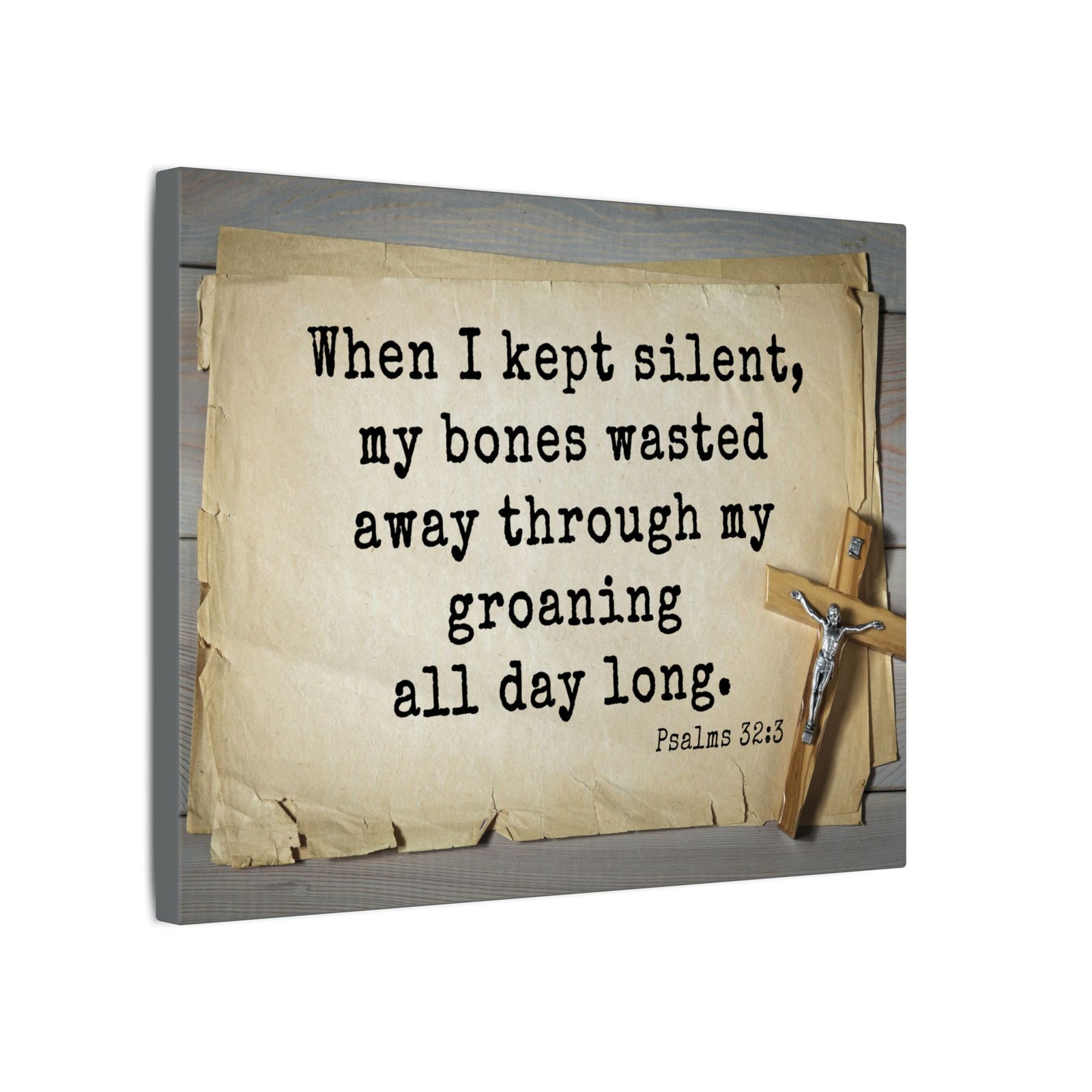 Scripture Walls All Day Long Psalms 32:3 Bible Verse Canvas Christian Wall Art Ready to Hang-Express Your Love Gifts