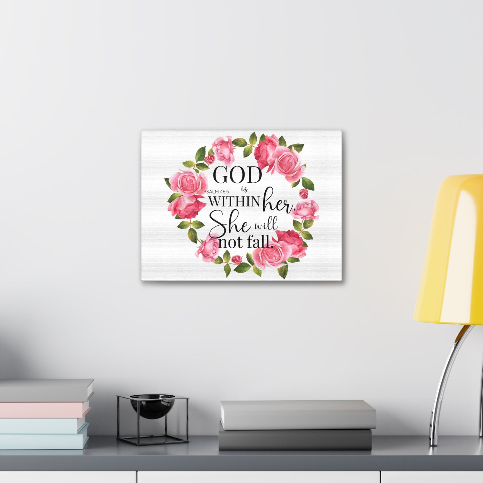 Scripture Walls Psalm 46:5 God is Within Her Bible Verse Canvas Christian Wall Art Ready to Hang Unframed-Express Your Love Gifts