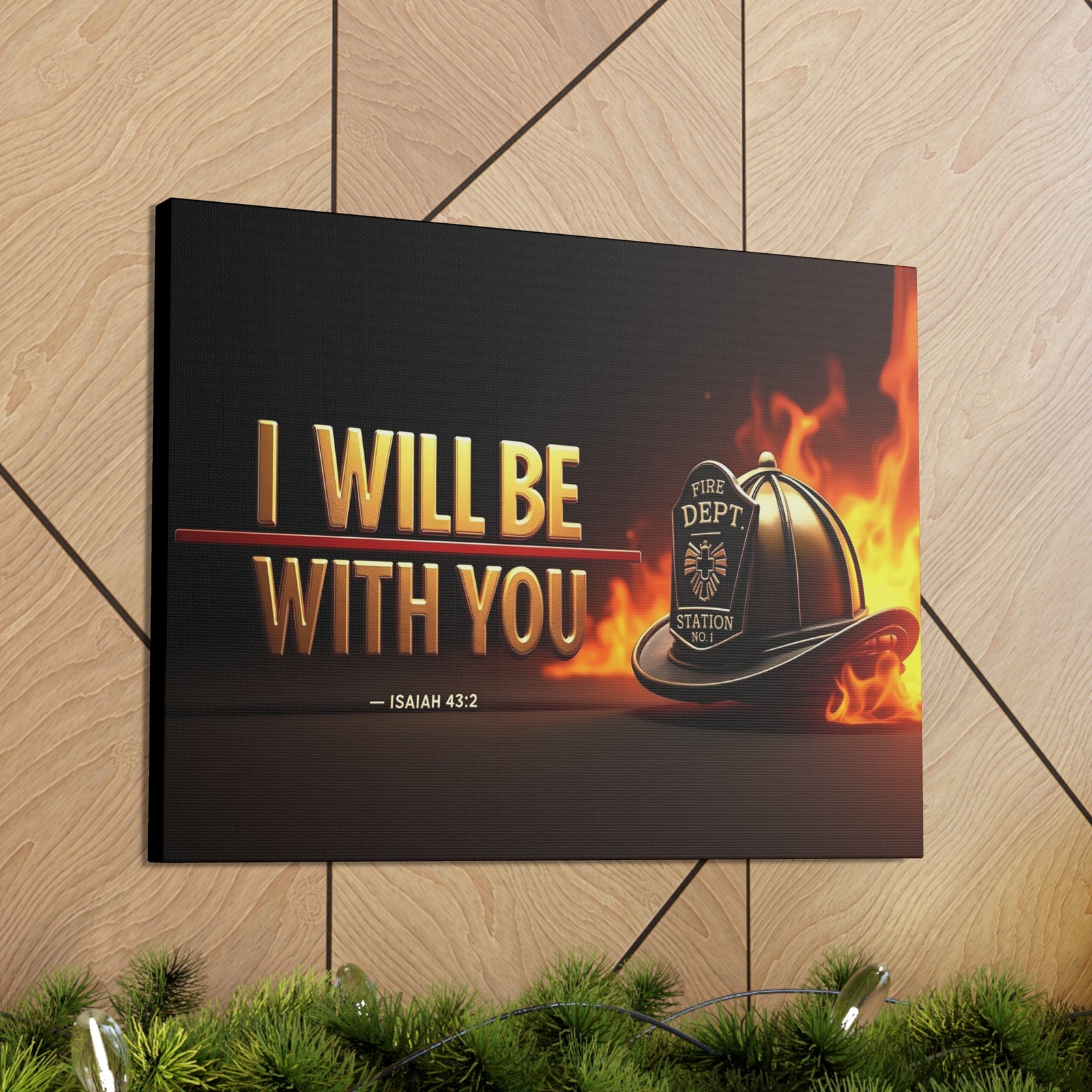 Scripture Walls Isaiah 43:2 Firefighter I Will Be With You Bible Verse Canvas Christian Wall Art Ready to Hang Unframed-Express Your Love Gifts