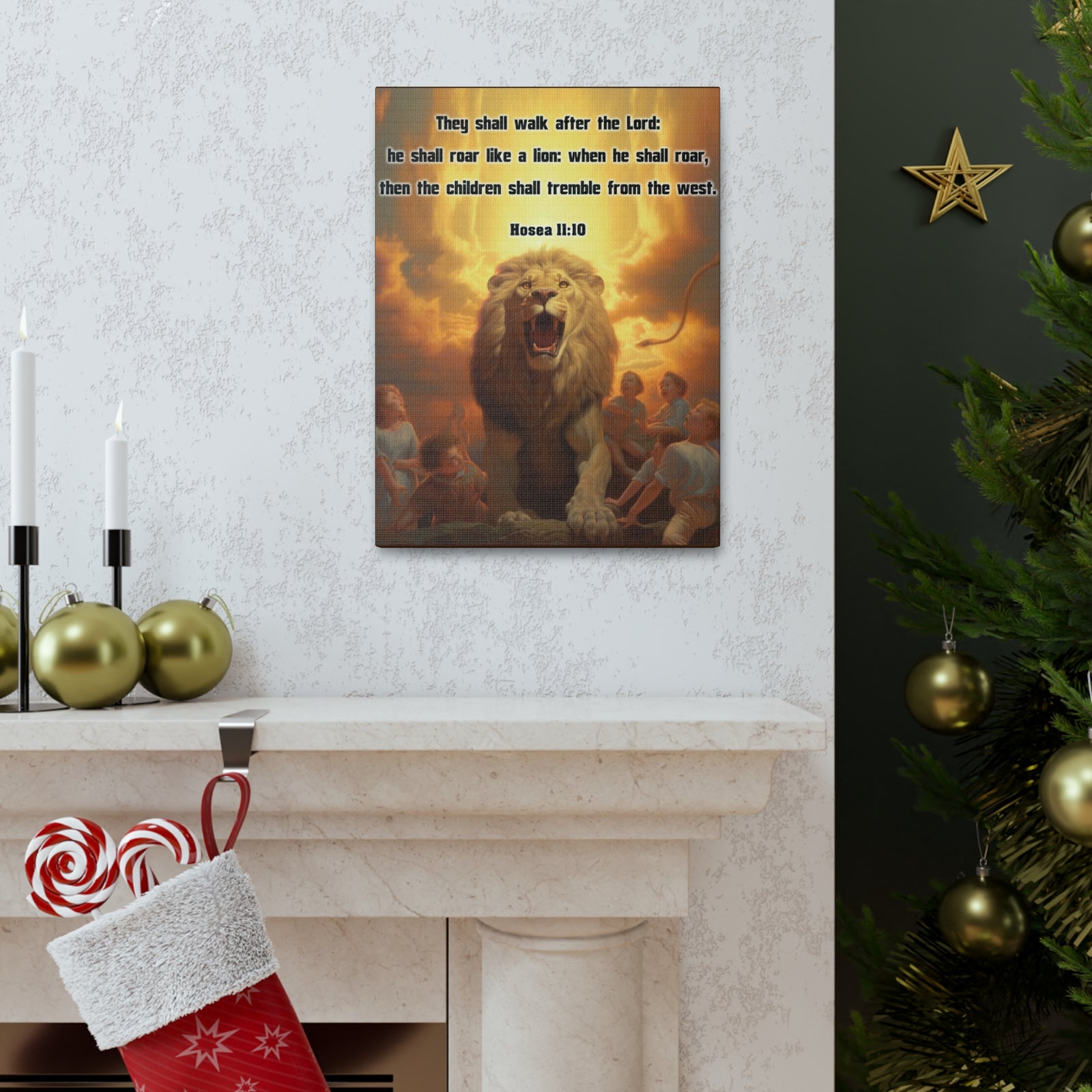 Scripture Walls They Shall Walk After the Lord Hosea 11:10 Christian Wall Art Print Ready to Hang Unframed-Express Your Love Gifts