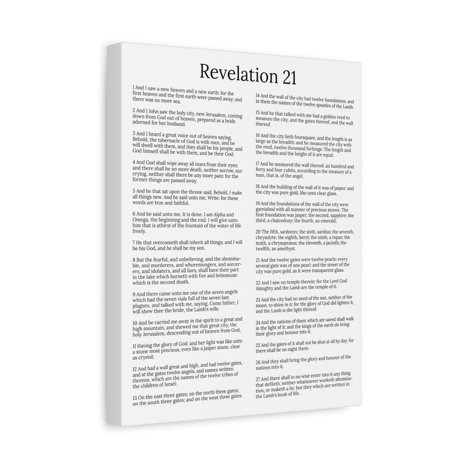 Scripture Walls Revelation 21 Chapter New Heaven and New Earth White Christian Wall Art Print Ready to Hang Unframed-Express Your Love Gifts