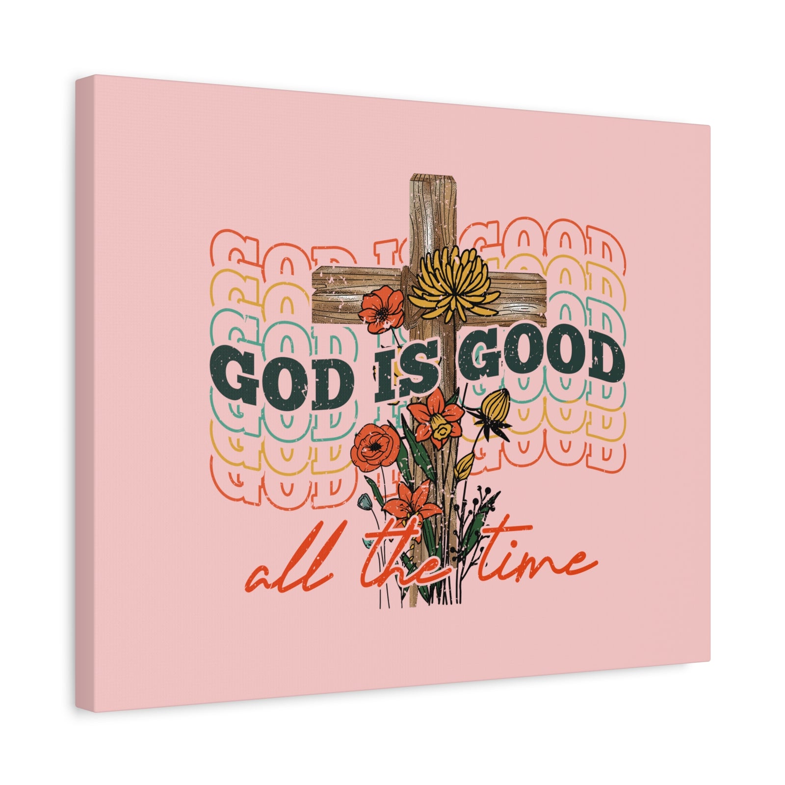 Scripture Canvas God Is Good Psalm 100:5 Light Red Christian Wall Art Bible Verse Print Ready to Hang-Express Your Love Gifts