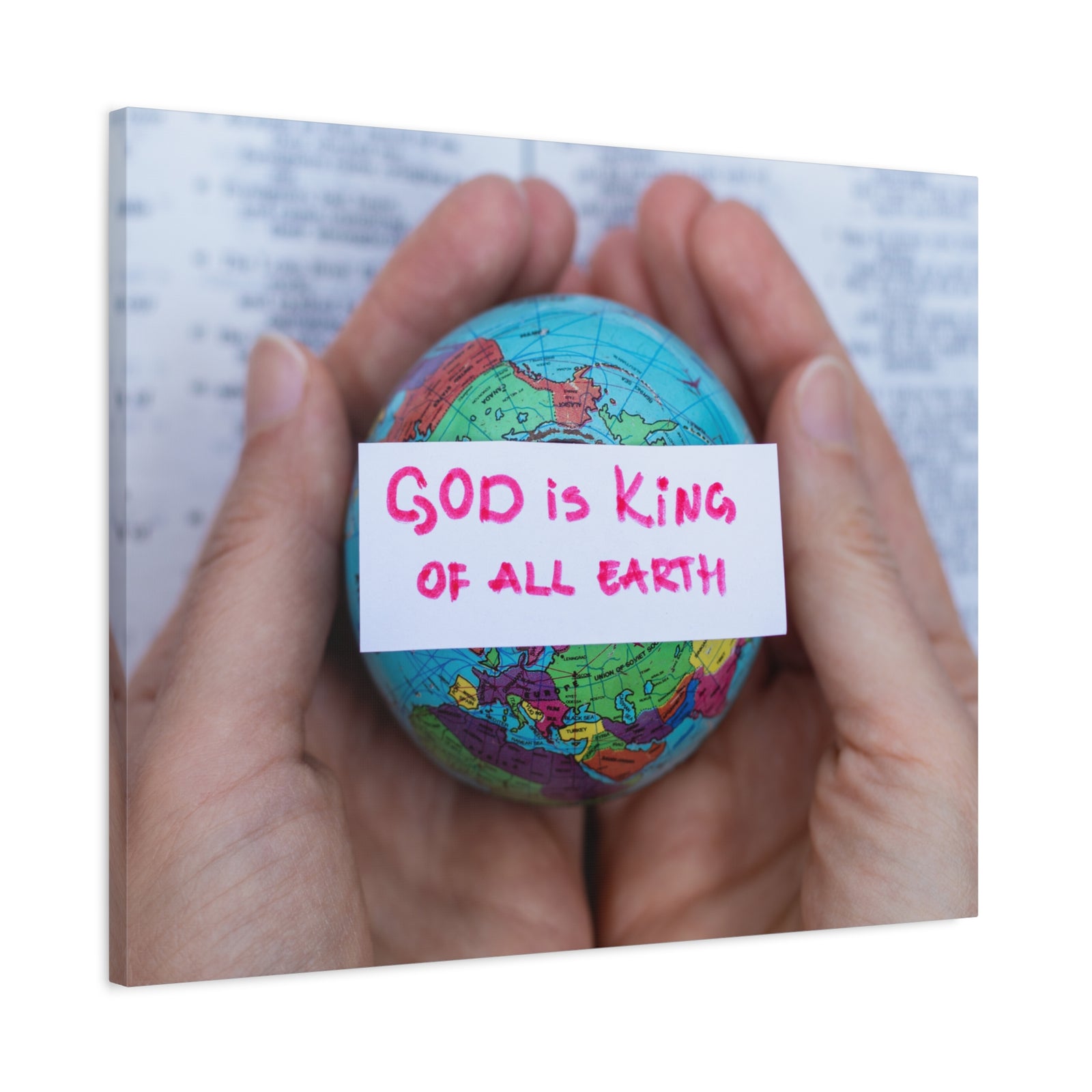 Scripture Canvas King Of All Earth Psalm 29:10 Christian Wall Art Bible Verse Print Ready to Hang-Express Your Love Gifts