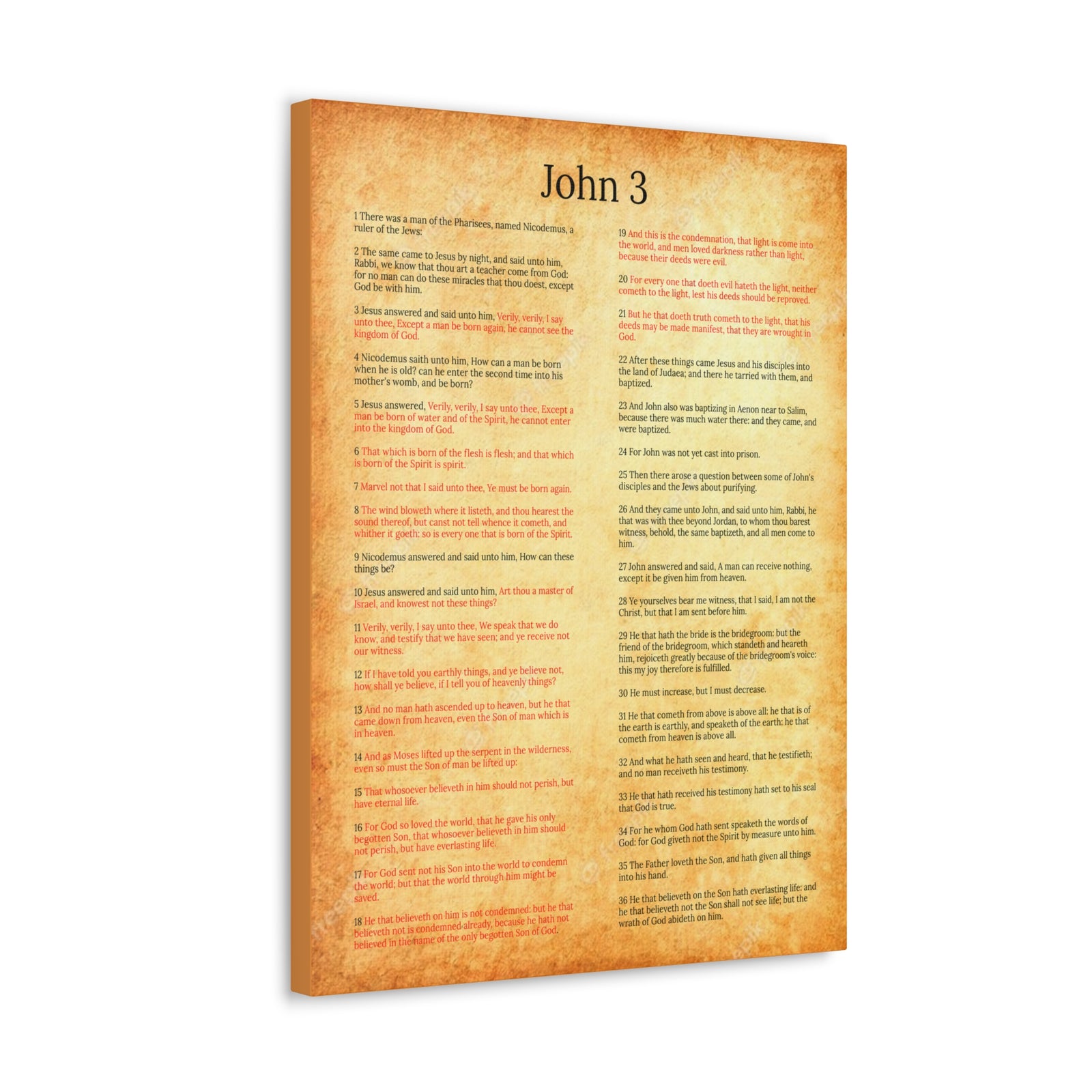 Scripture Walls John 3 Jesus and Nicodemus Gold Christian Wall Art Print Ready to Hang Unframed-Express Your Love Gifts