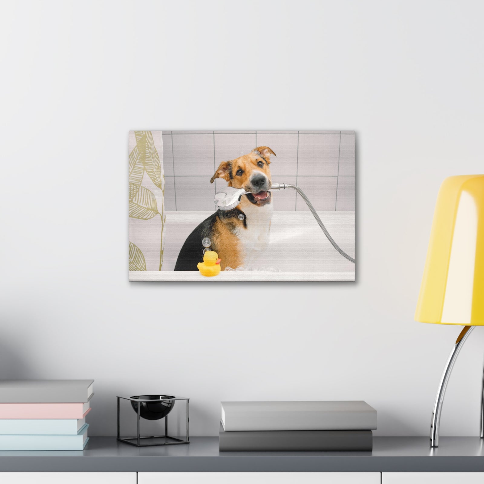 Cute Mongrel Bath Canvas Wall Art for Home Decor Ready-to-Hang-Express Your Love Gifts