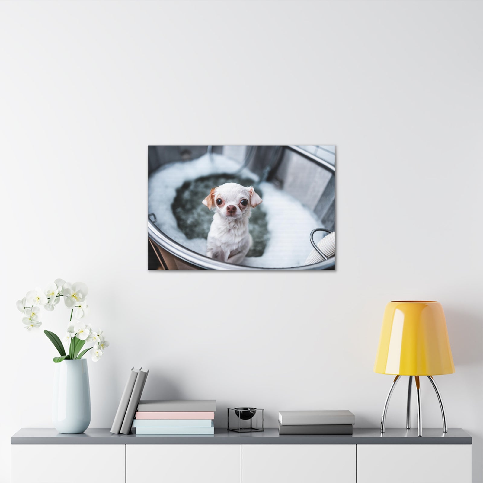 Cute Chihuahua Bathee Canvas Wall Art for Home Decor Ready-to-Hang-Express Your Love Gifts