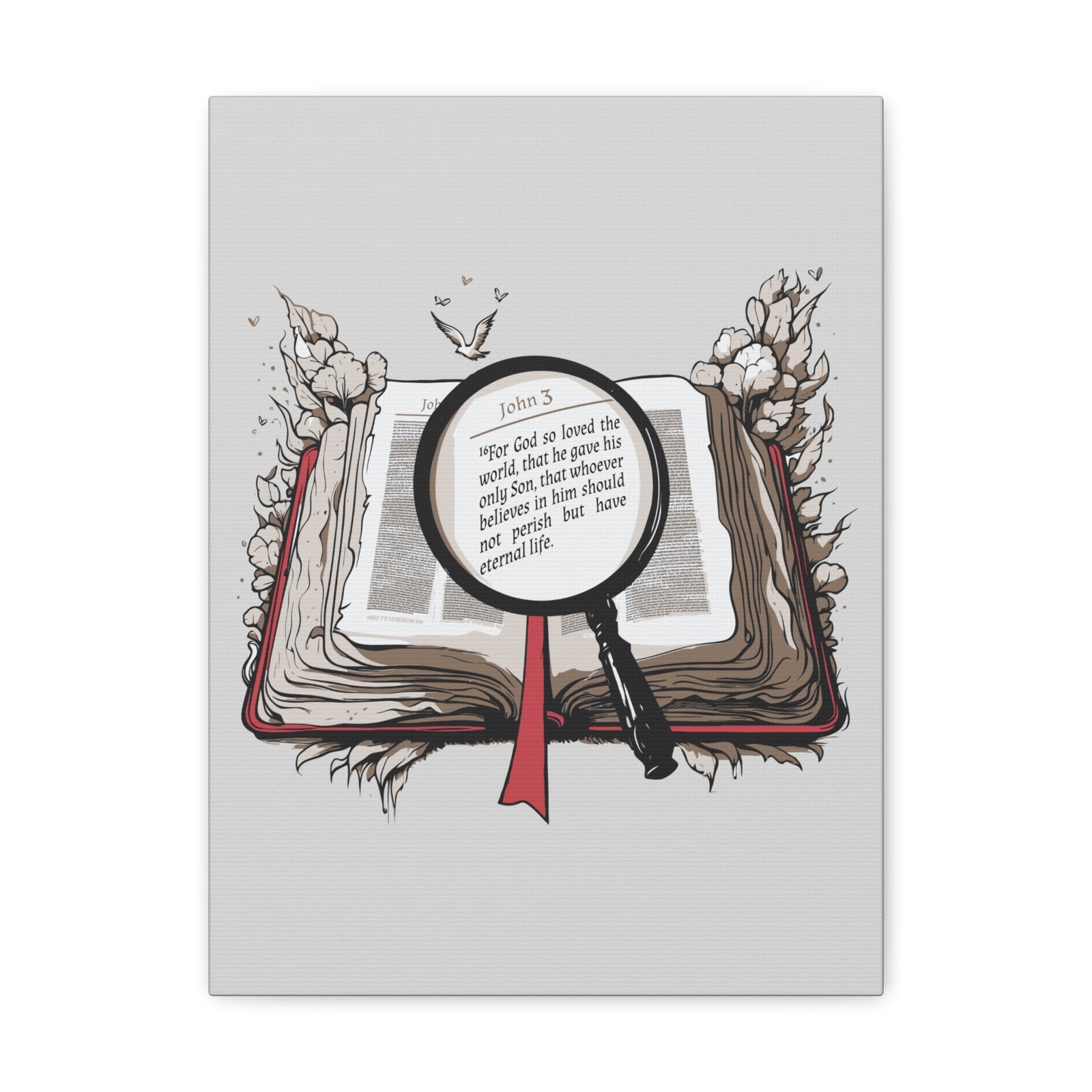 Scripture Walls John 3:16 Open Book Bible Verse Canvas Christian Wall Art Ready to Hang Unframed-Express Your Love Gifts