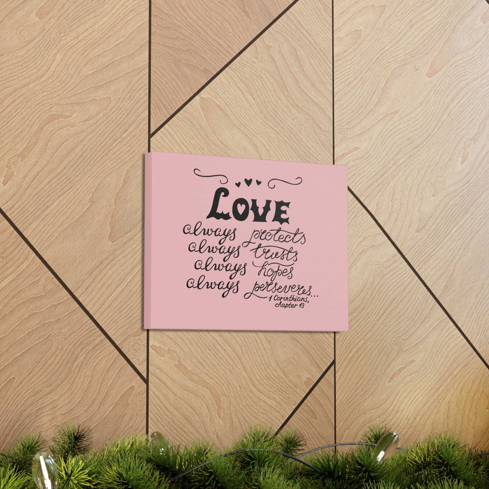 Scripture Canvas Love Always Protects 1 Corinthians Chapter 13 Christian Wall Art Bible Verse Print Ready To Hang-Express Your Love Gifts