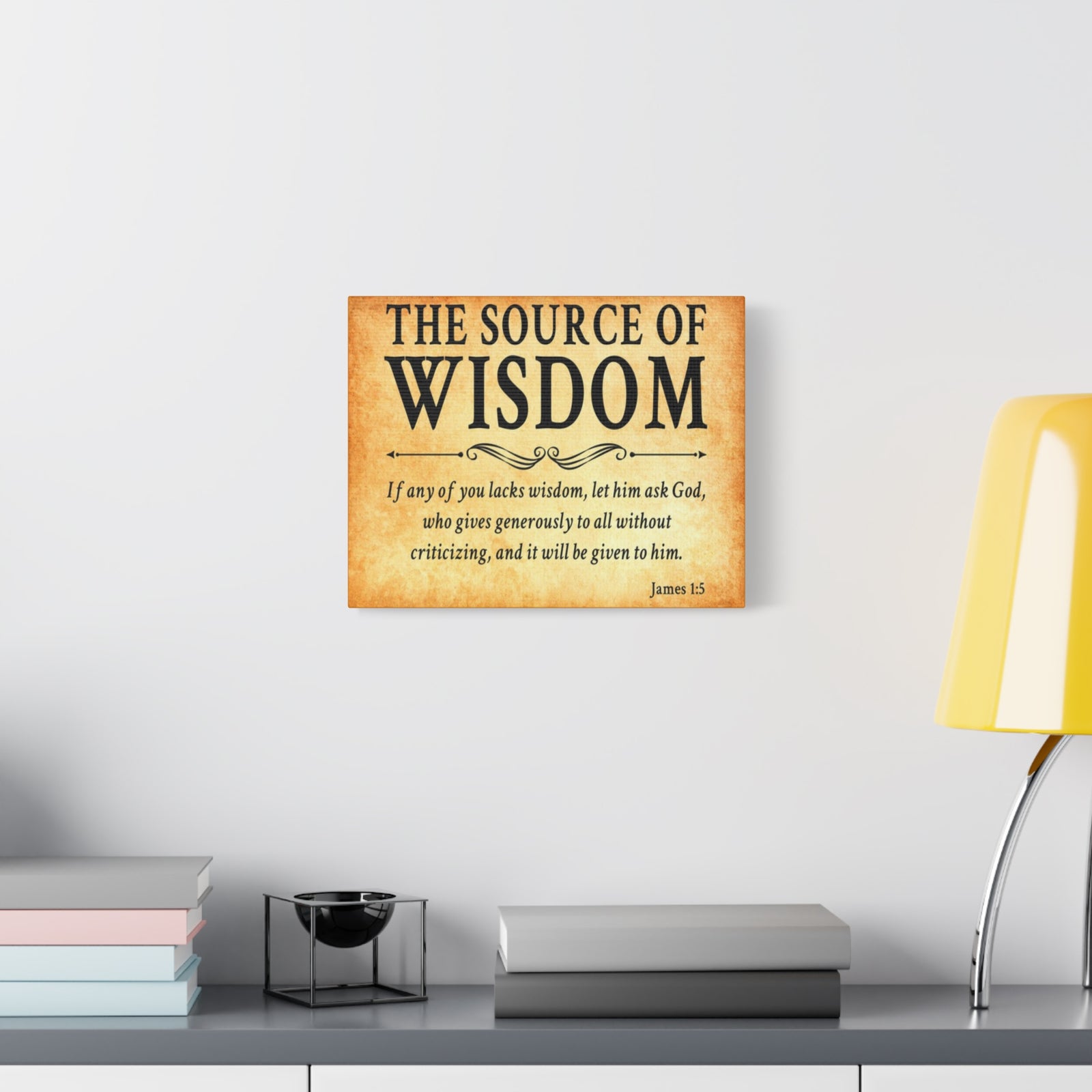 Scripture Walls James 1:5 The Source of Wisdom Gold Bible Verse Canvas Christian Wall Art Ready to Hang Unframed-Express Your Love Gifts