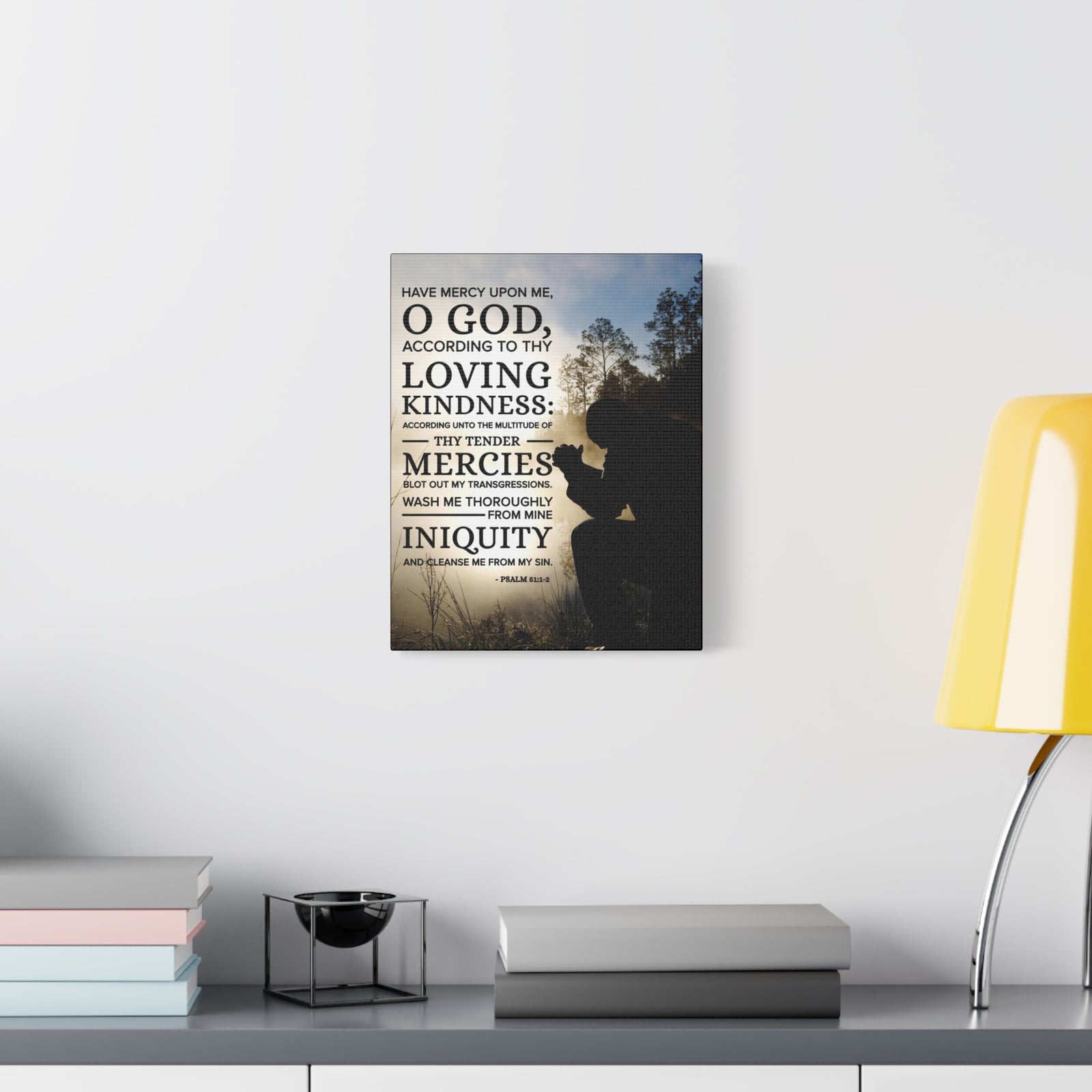 Scripture Canvas Have Mercy Upon Me Psalm 51:12 Christian Wall Art Bible Verse Print Ready to Hang-Express Your Love Gifts