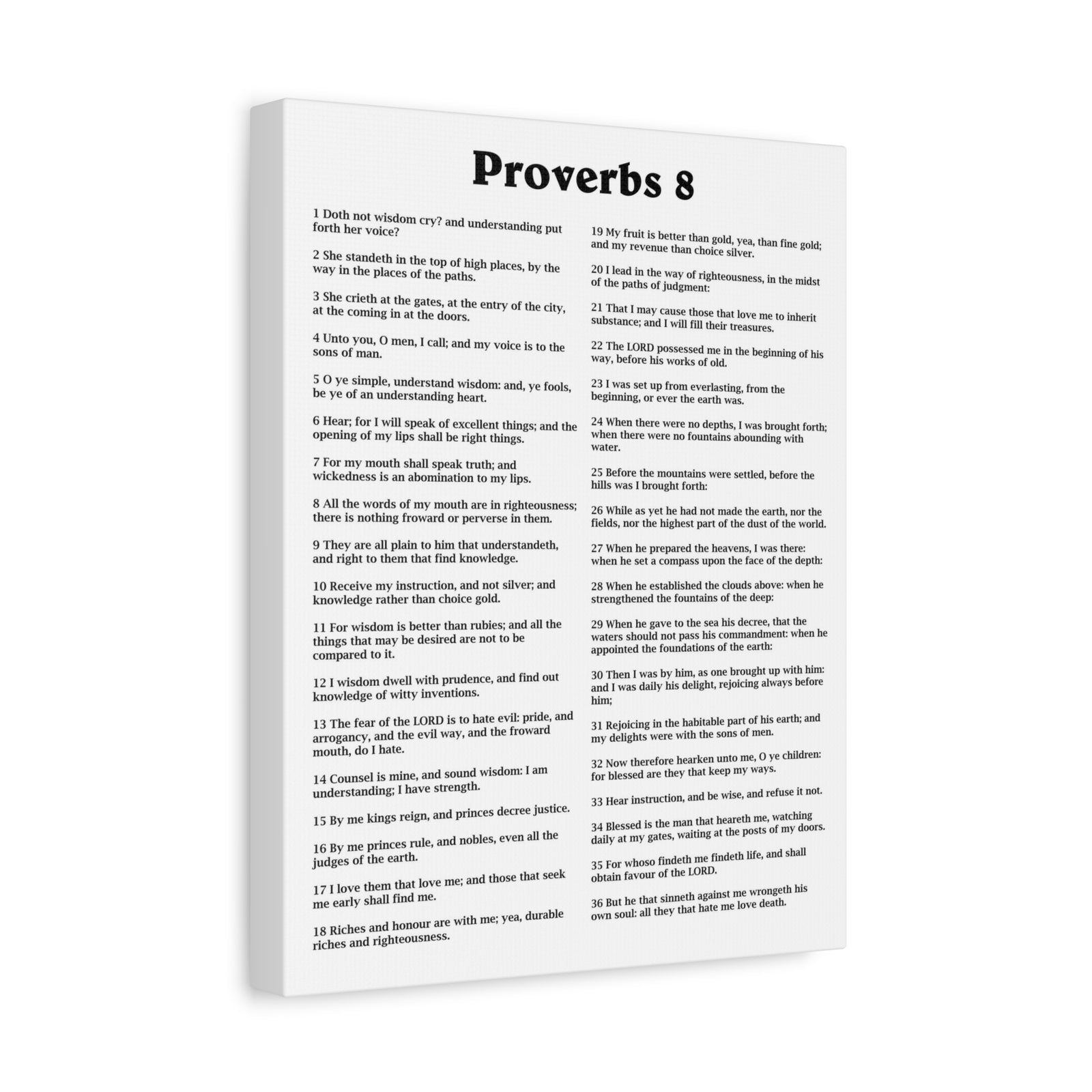 Scripture Walls Proverbs Chapter 8 White Bible Canvas Christian Wall Art Ready to Hang Unframed-Express Your Love Gifts