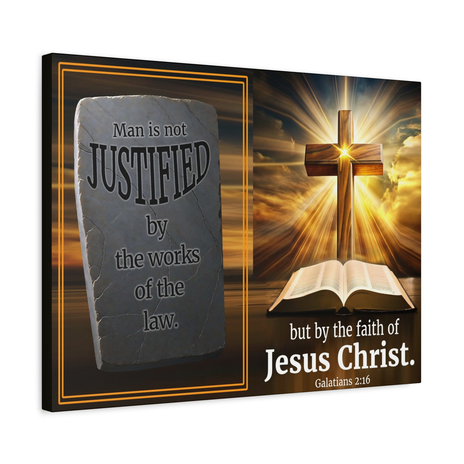 Scripture Walls Galatians 2:16 Faith & Law Bible Verse Canvas Christian Wall Art Ready to Hang Unframed-Express Your Love Gifts
