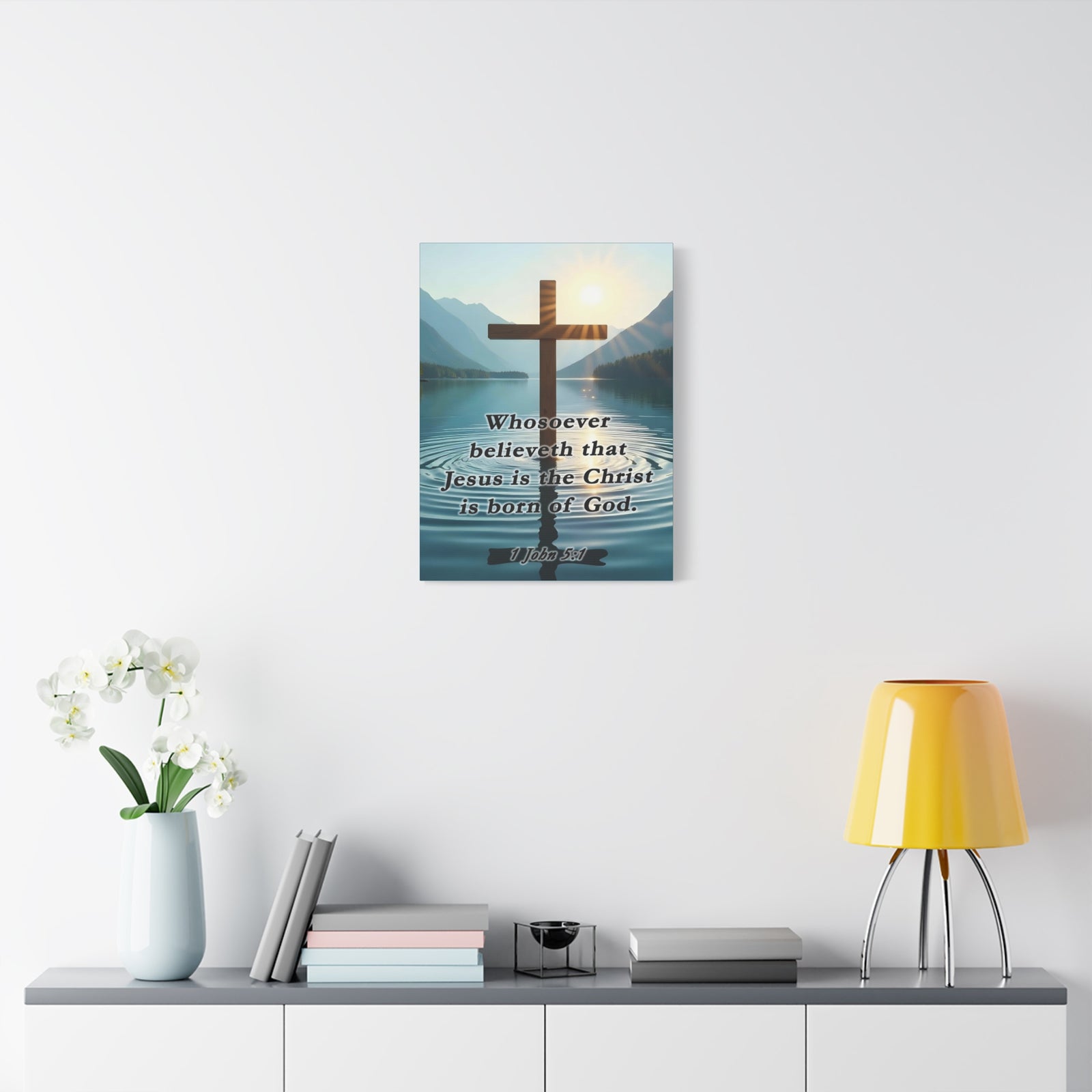 Scripture Walls 1 John 5:1 Jesus is The Christ Bible Verse Canvas Christian Wall Art Ready to Hang Unframed-Express Your Love Gifts