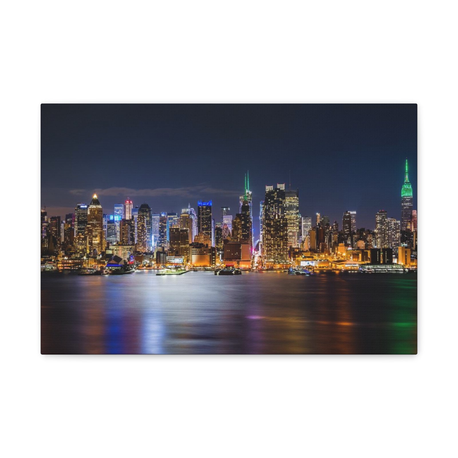 New York Night Skyline Canvas Artwork High-Quality Breathtaking Stunning Cityscape for Home Decor Ready to Hang-Express Your Love Gifts