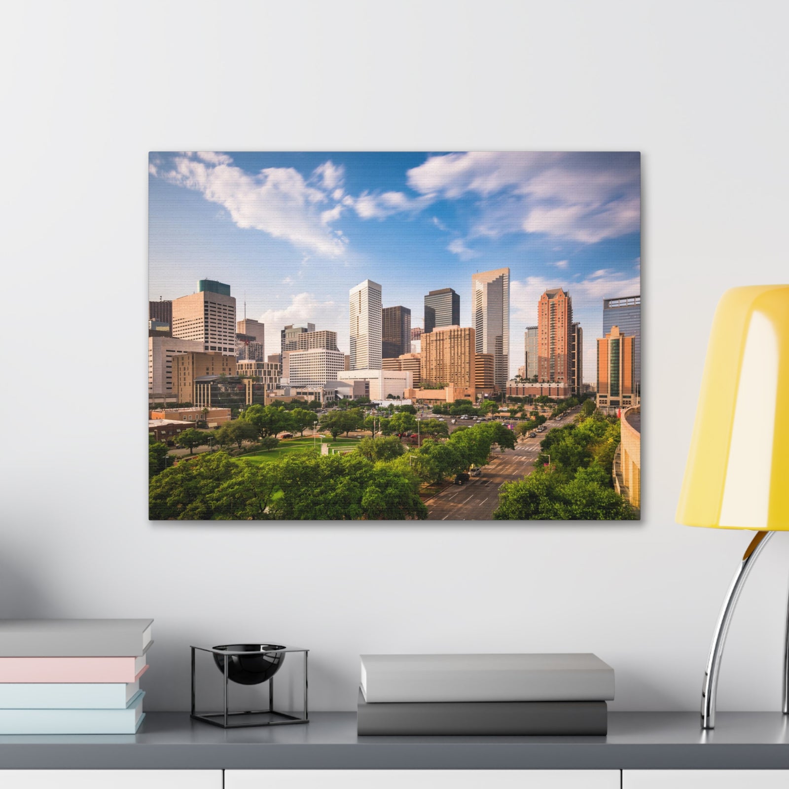 Houston Daytime Skyline Canvas Artwork High-Quality Breathtaking Stunning Cityscape for Home Decor Ready to Hang-Express Your Love Gifts