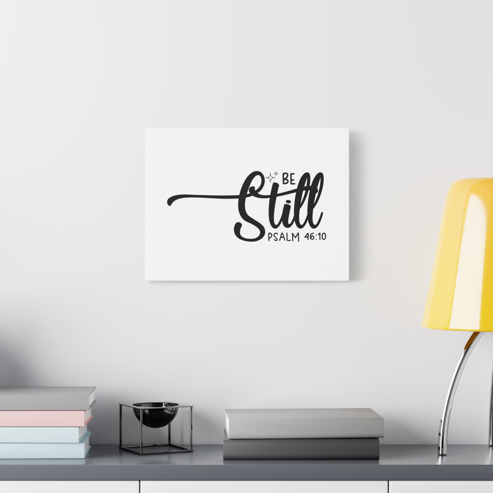 Scripture Canvas Be Still White Psalm 46:10 Christian Wall Art Bible Verse Print Ready to Hang-Express Your Love Gifts