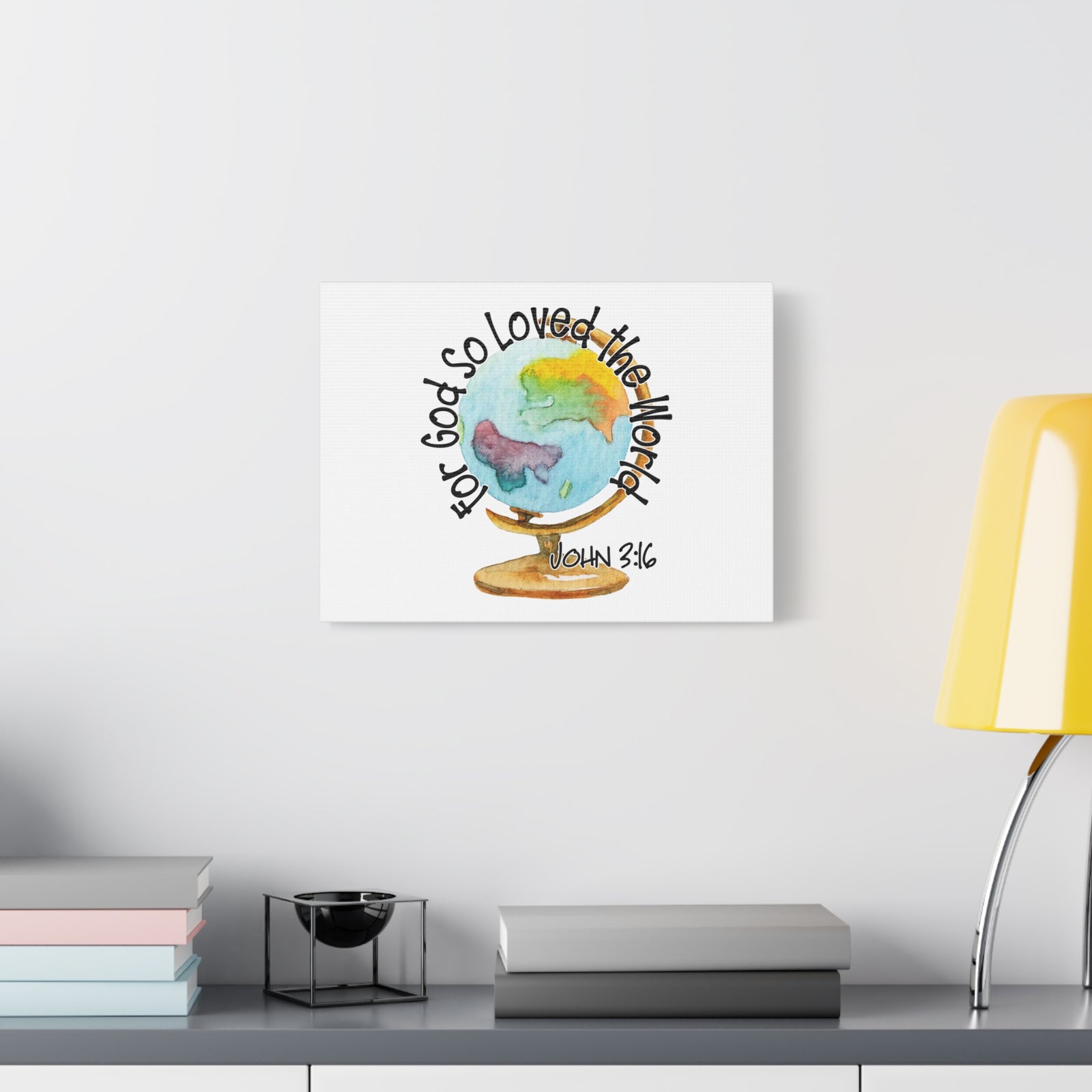 Scripture Canvas For God So Loved The World John 3:16 Christian Wall Art Bible Verse Print Ready to Hang-Express Your Love Gifts
