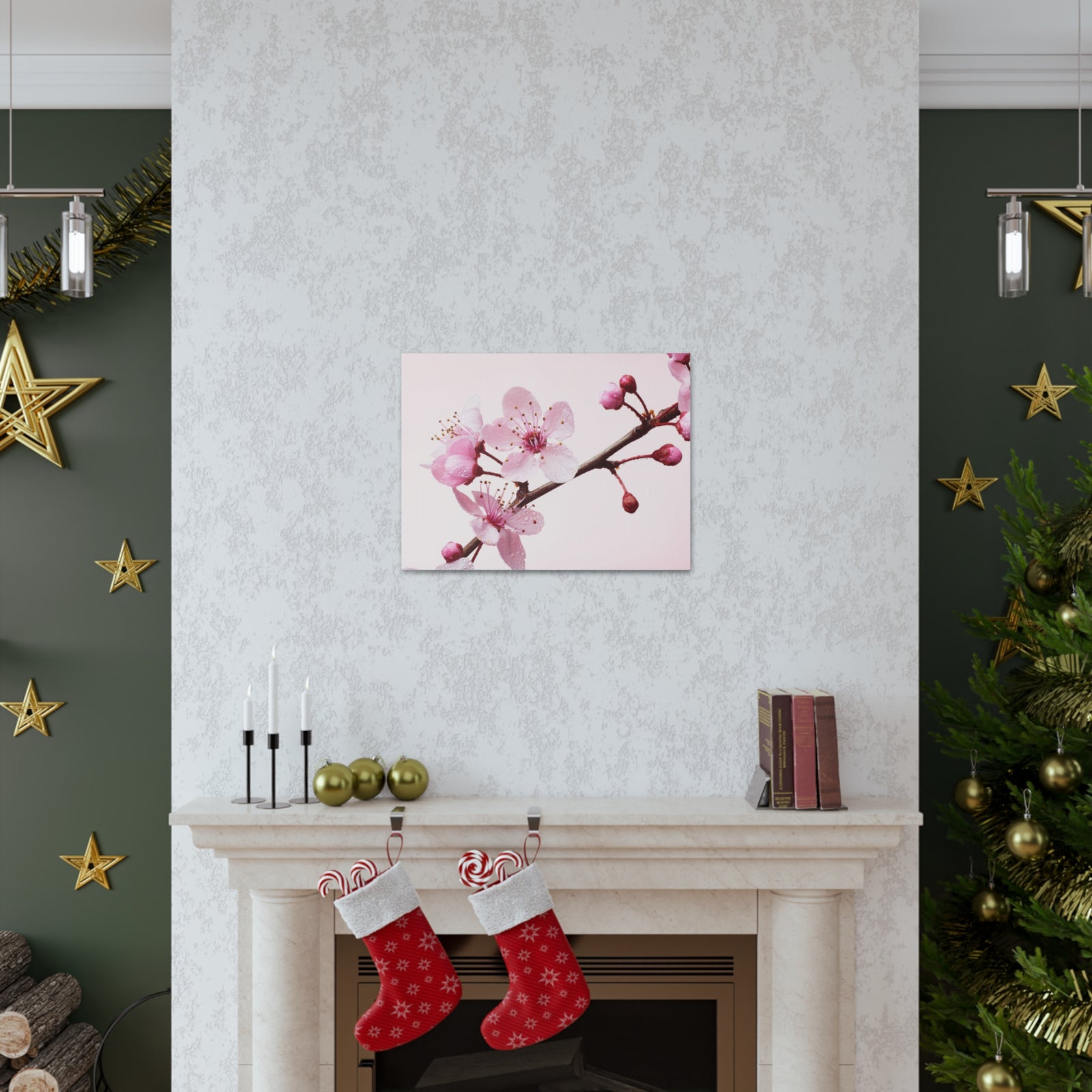 Cherry Blossom Branch Forest Floral Nature Photography Canvas Wall Art for Home Decor Ready-to-Hang-Express Your Love Gifts