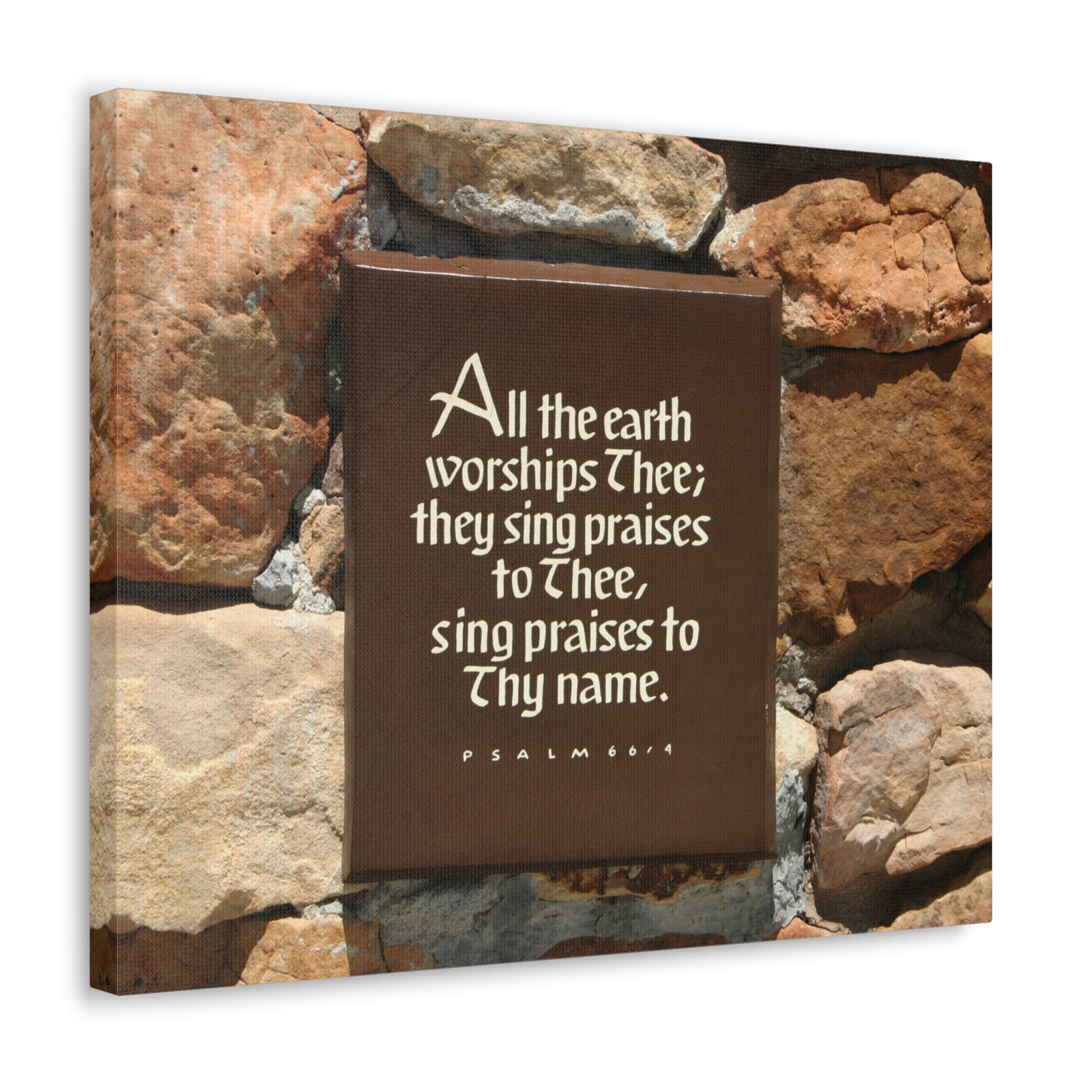 Scripture Walls Worships Thee Psalm 66:4 Bible Verse Canvas Christian Wall Art Ready to Hang-Express Your Love Gifts