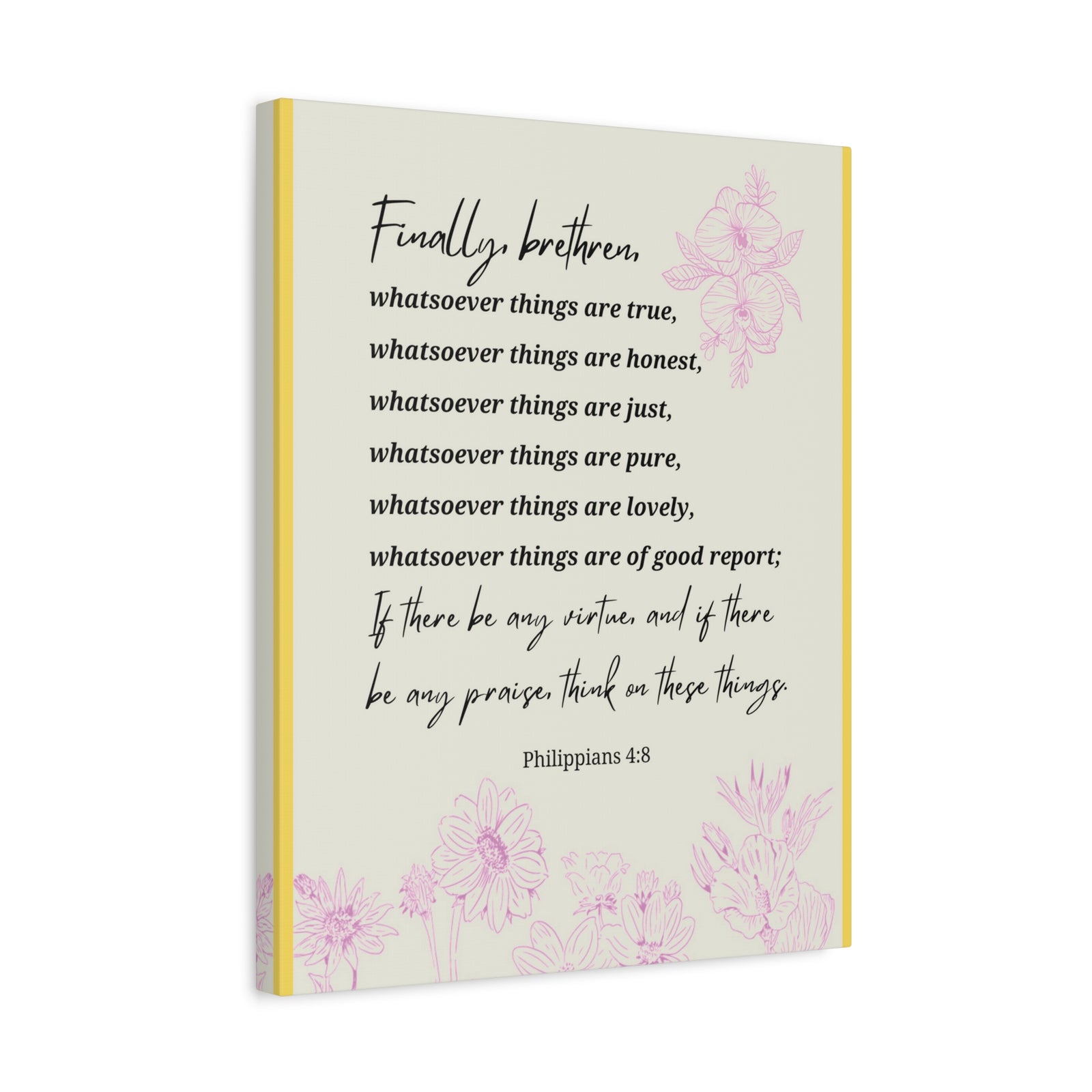 Scripture Canvas Whatsoever Things Are Philippians 4:8 Christian Wall Art Bible Verse Print Ready to Hang-Express Your Love Gifts
