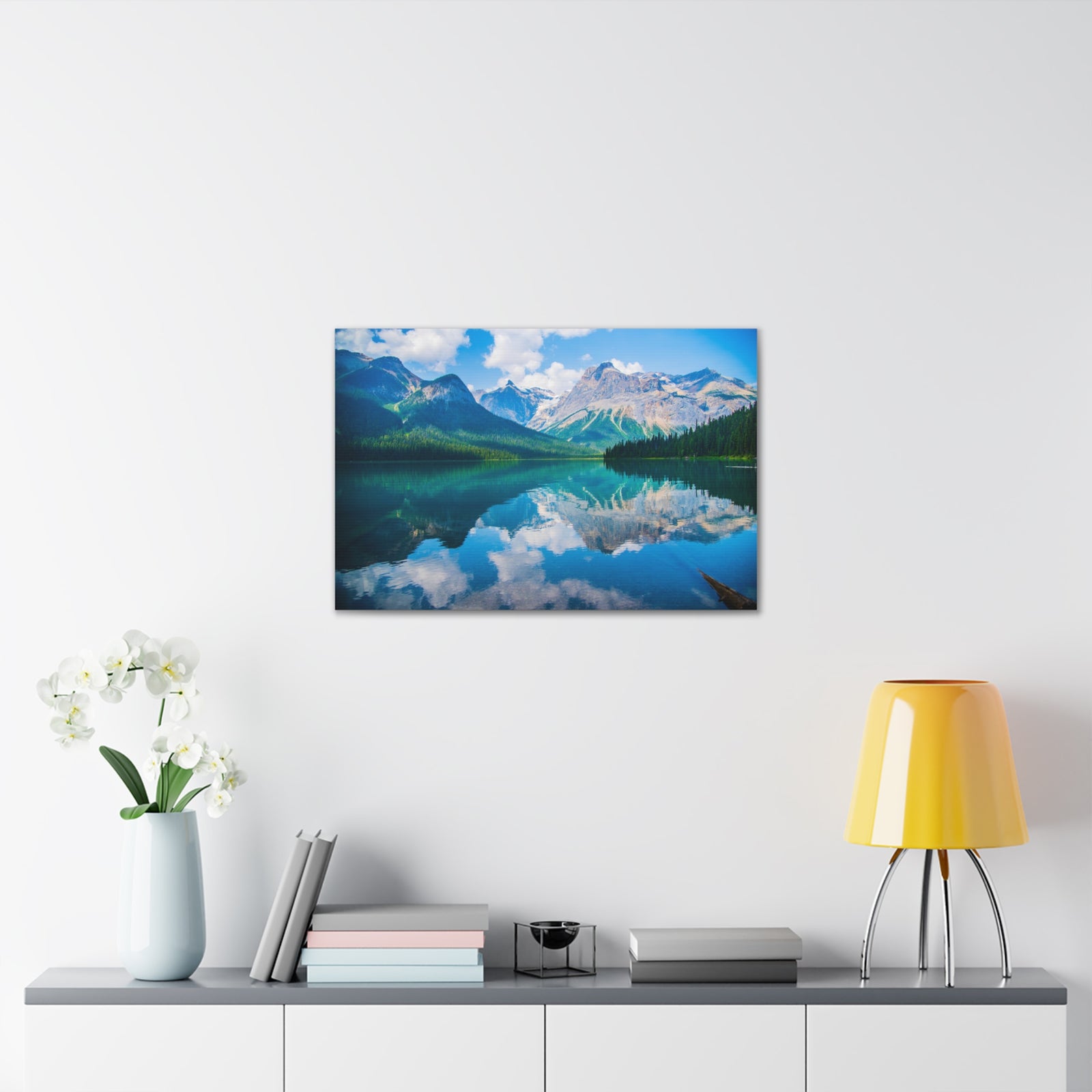 Mountain Lake Winter Nature Wilderness Photography Canvas Wall Art for Home Decor Ready-to-Hang-Express Your Love Gifts
