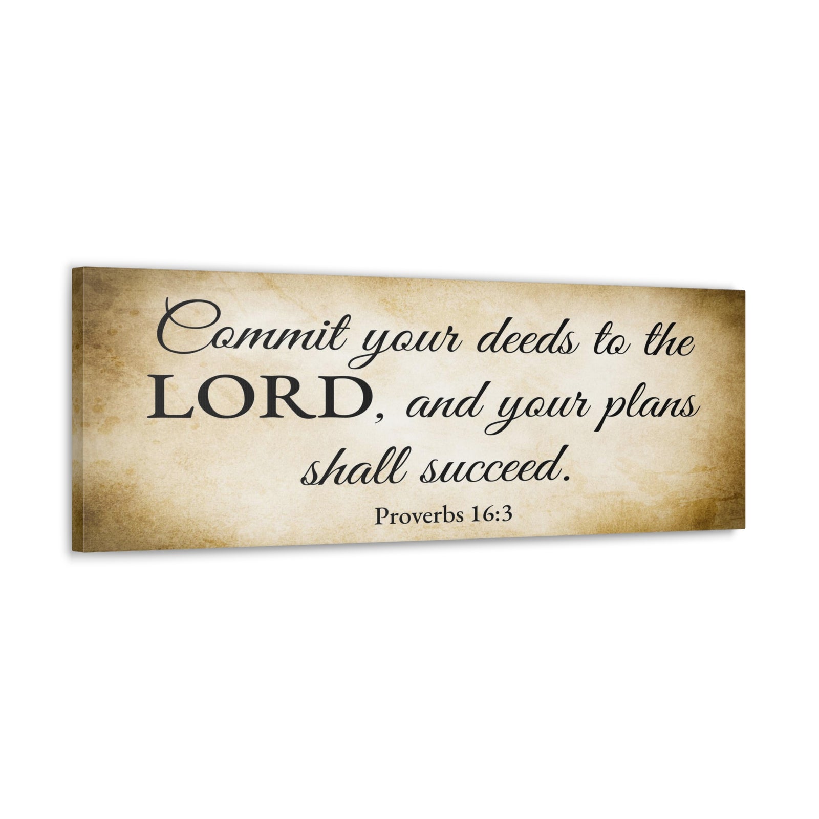 Scripture Walls Proverbs 16:3 Gold Bible Verse Canvas Christian Wall Art Ready to Hang Unframed-Express Your Love Gifts