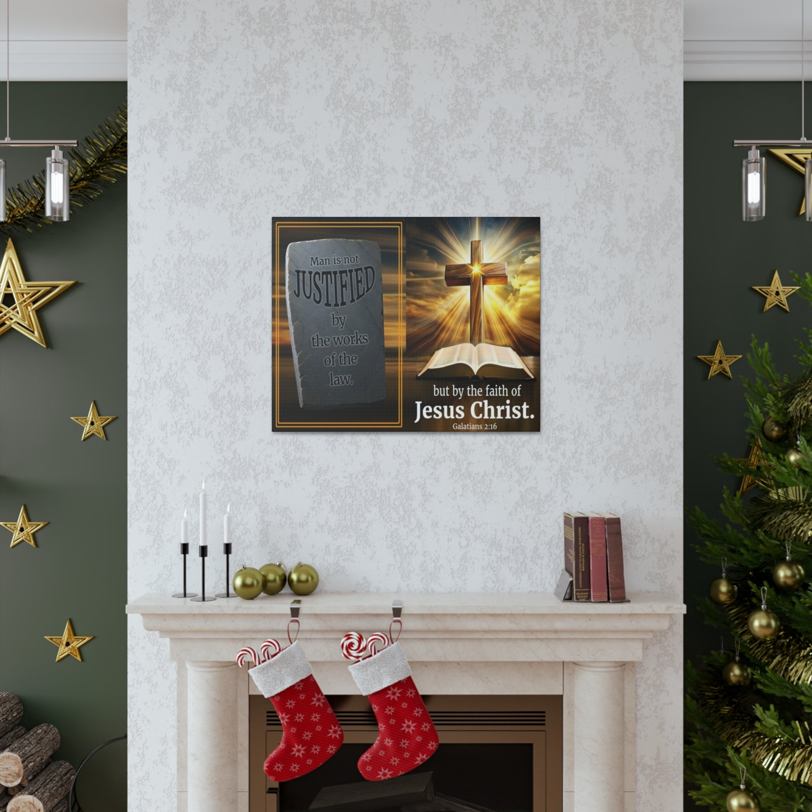 Scripture Walls Galatians 2:16 Faith & Law Bible Verse Canvas Christian Wall Art Ready to Hang Unframed-Express Your Love Gifts