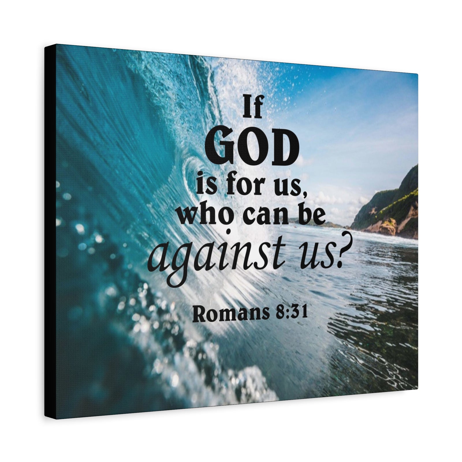 Scripture Canvas Fearless Romans 8:31Christian Wall Art Bible Verse Print Ready to Hang-Express Your Love Gifts