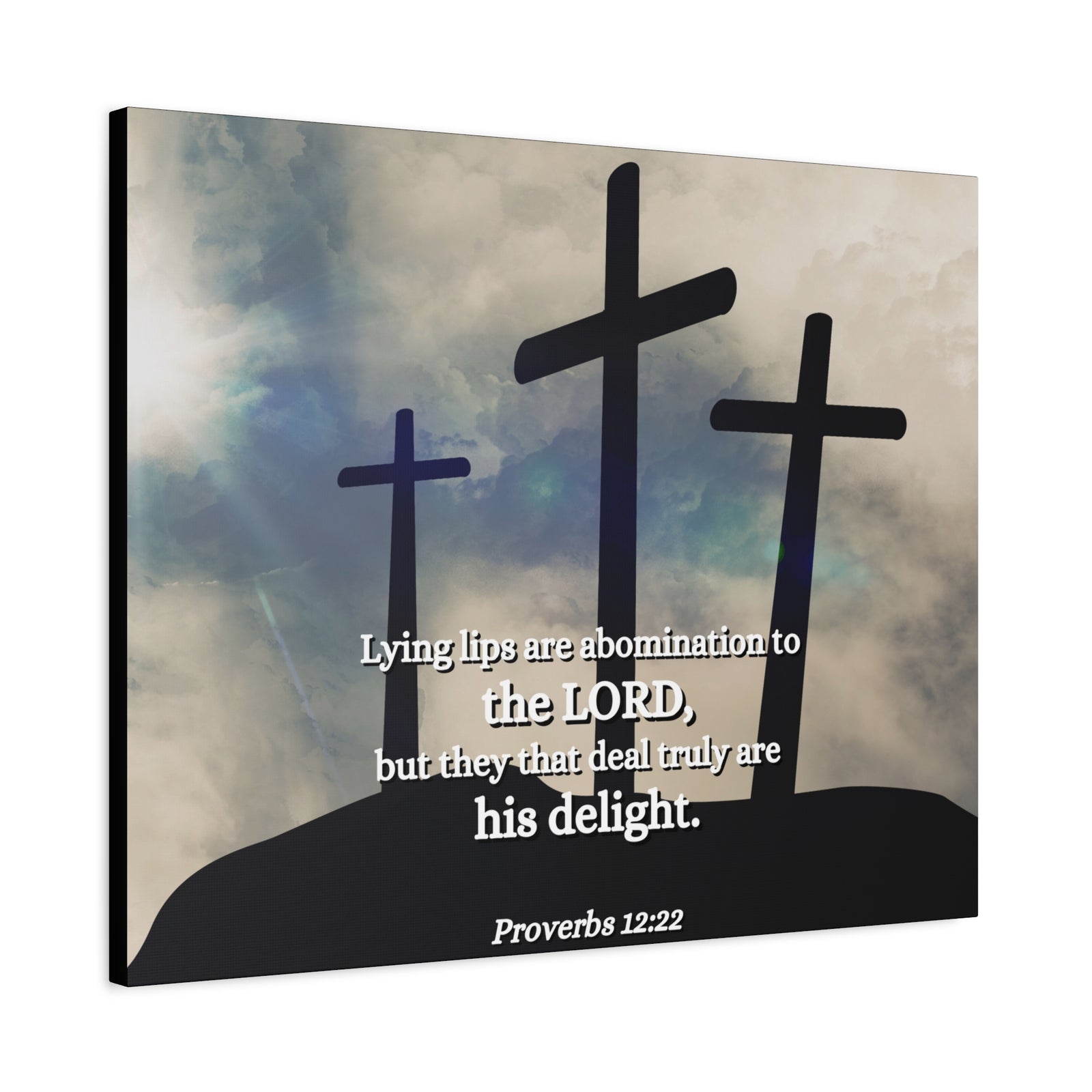 Scripture Canvas Lying Lips Proverbs 12:22 Christian Wall Art Bible Verse Print Ready to Hang-Express Your Love Gifts