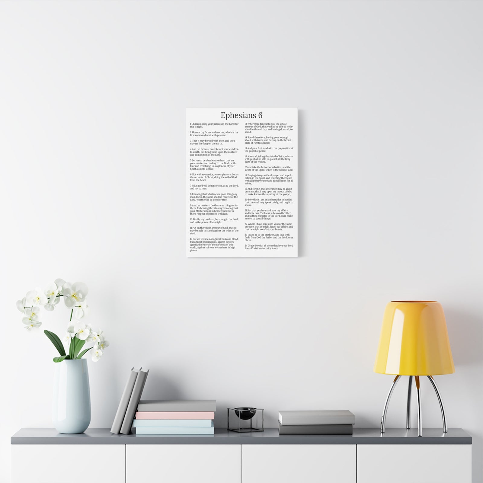 Scripture Walls Protection of the Believer Ephesians 6 Chapter White Christian Wall Art Print Ready to Hang Unframed-Express Your Love Gifts