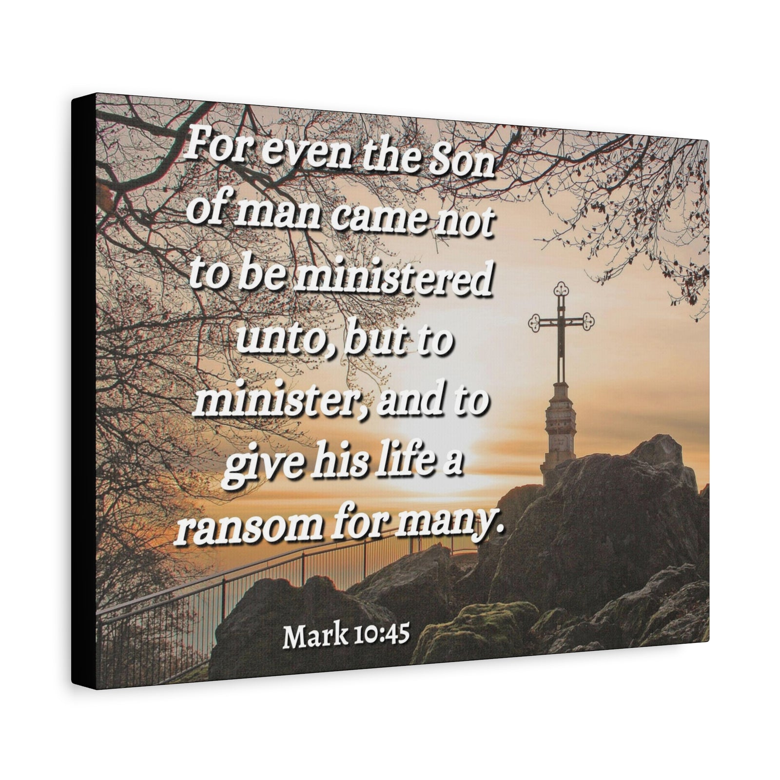 Scripture Canvas Son Of Man Mark 10:45 Christian Wall Art Bible Verse Print Ready to Hang-Express Your Love Gifts