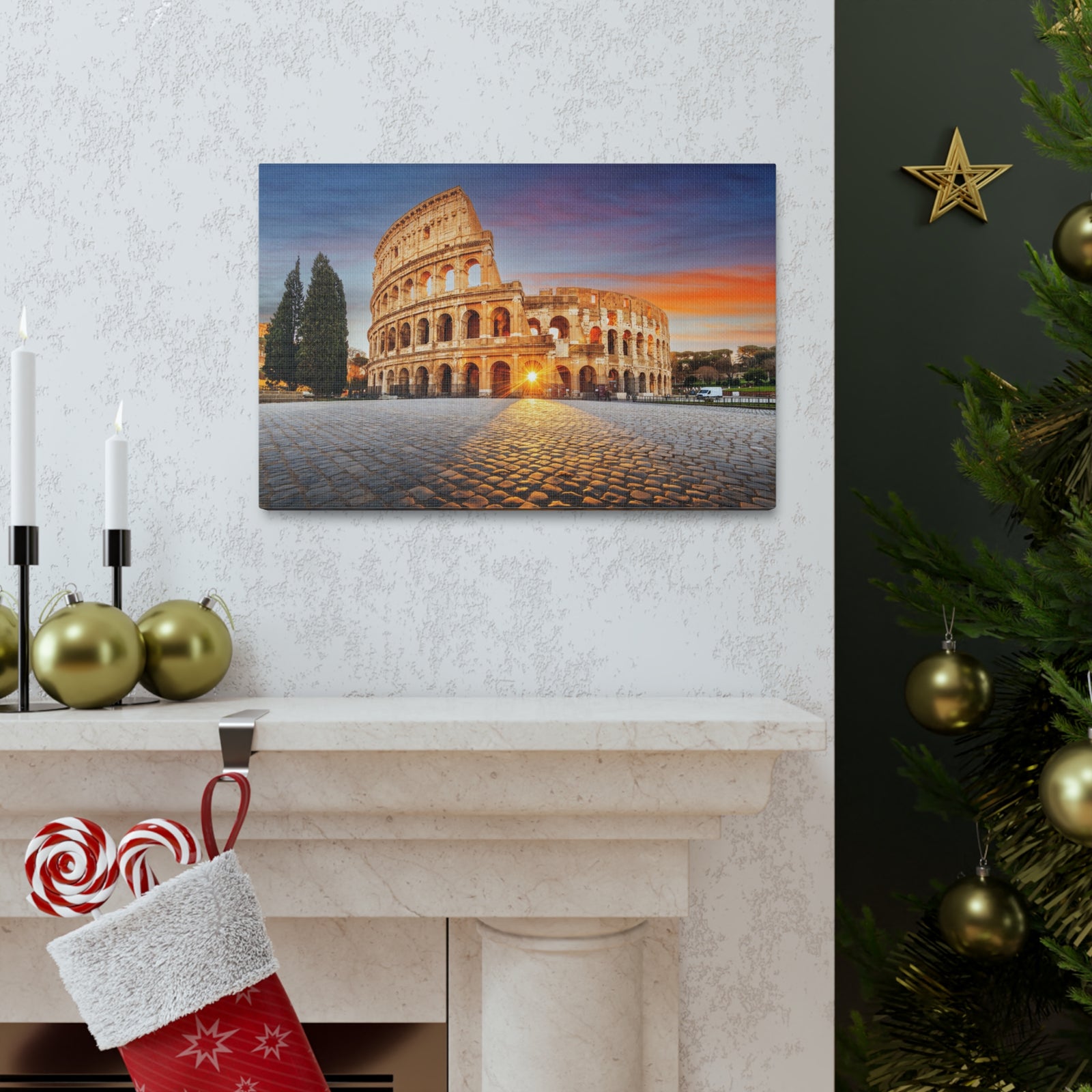 Colosseum in Rome Night Modern Multicolor Scenic Nature Photography Canvas Home Office Decor Ready to Hang-Express Your Love Gifts