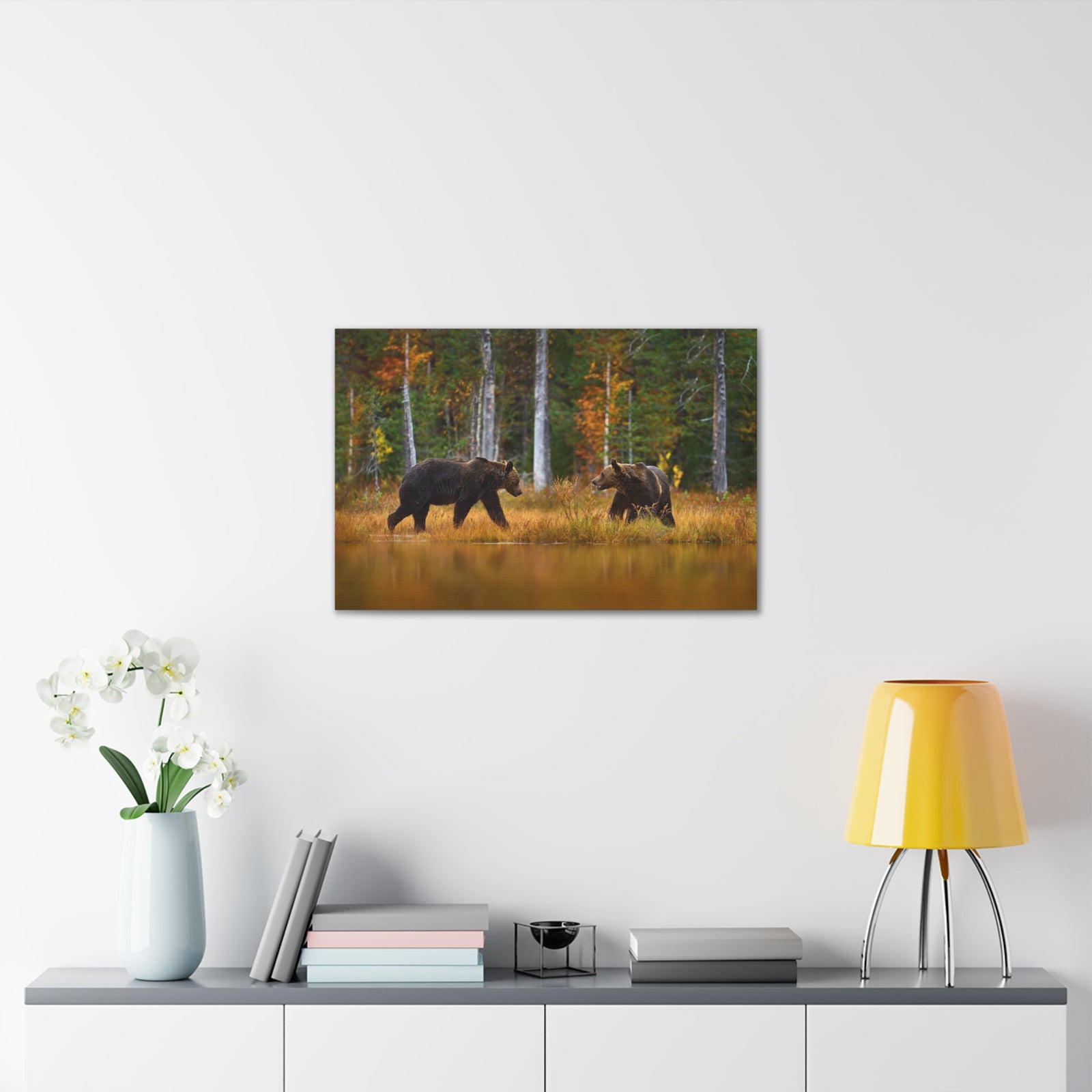 Spring Forest Bears Nature Wilderness Photography Canvas Wall Art for Home Decor Ready-to-Hang-Express Your Love Gifts