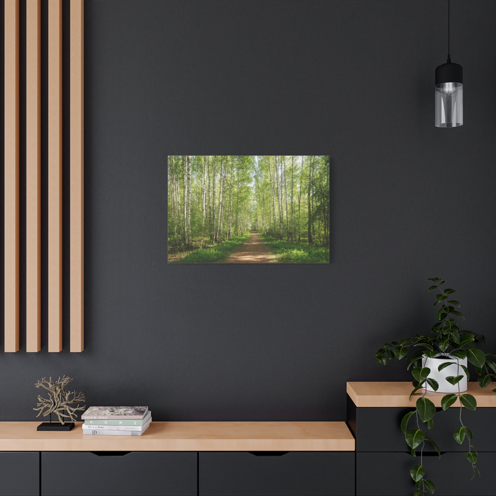 Forest Path Green Tree Nature Wilderness Photography Canvas Wall Art for Home Decor Ready-to-Hang-Express Your Love Gifts
