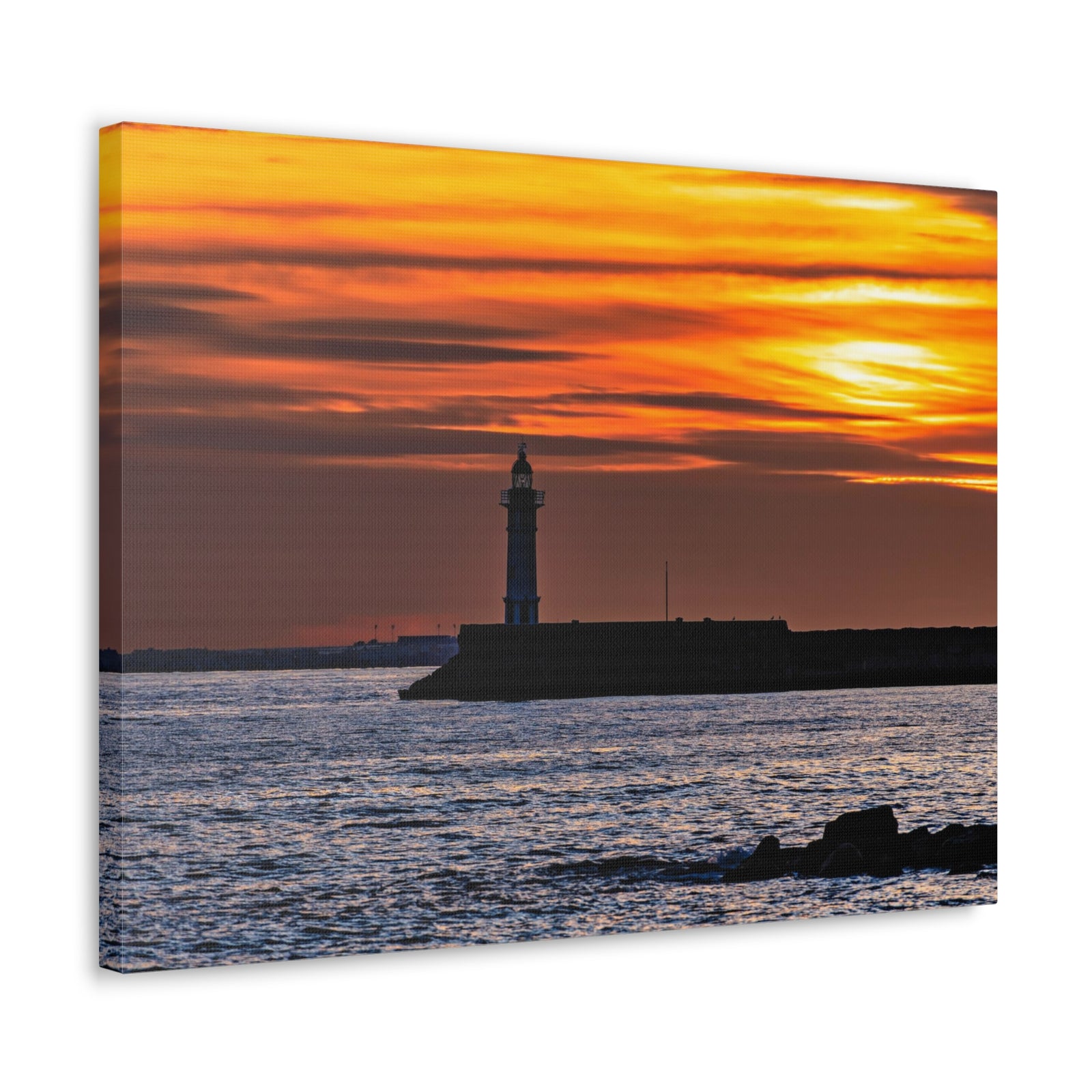 Sunset with Lighthouse Forest Floral Nature Photography Canvas Wall Art for Home Decor Ready-to-Hang-Express Your Love Gifts