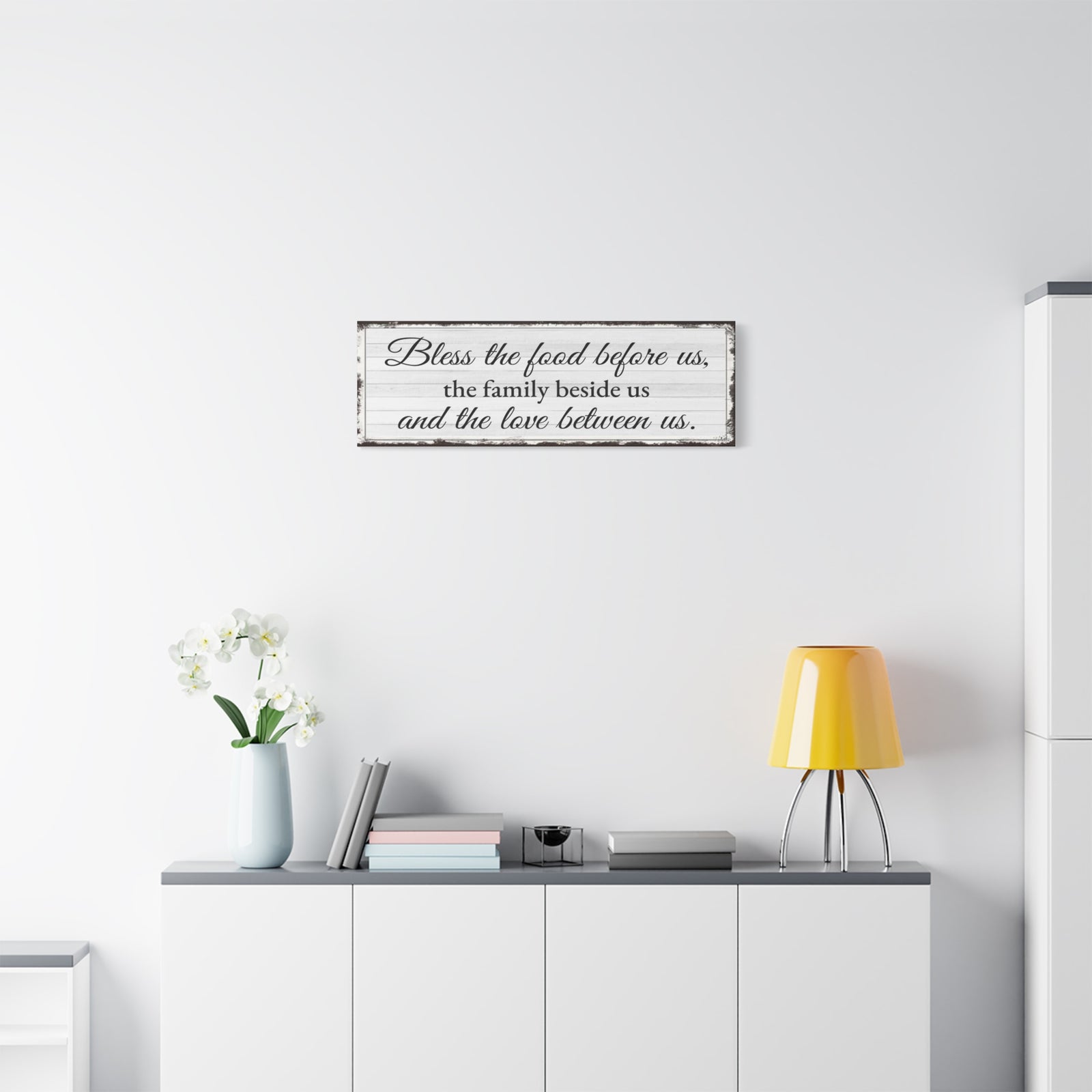 Scripture Walls Bless The Food White Bible Verse Canvas Christian Wall Art Ready to Hang Unframed-Express Your Love Gifts