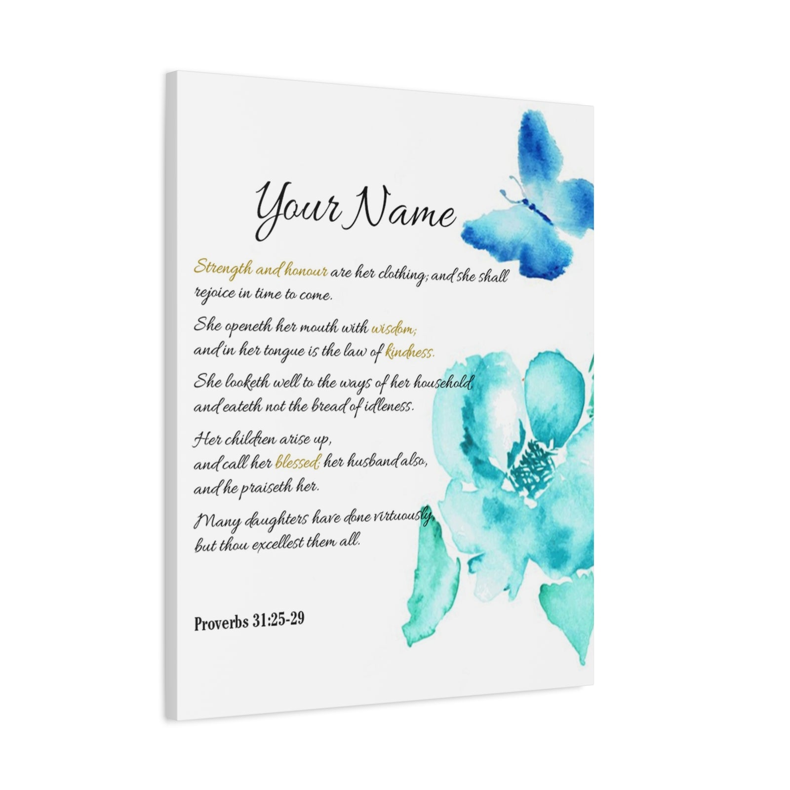 Personalized She is Strong Proverbs 31:25-29 Bible Chapter Canvas Christian Wall Art Ready to Hang-Express Your Love Gifts