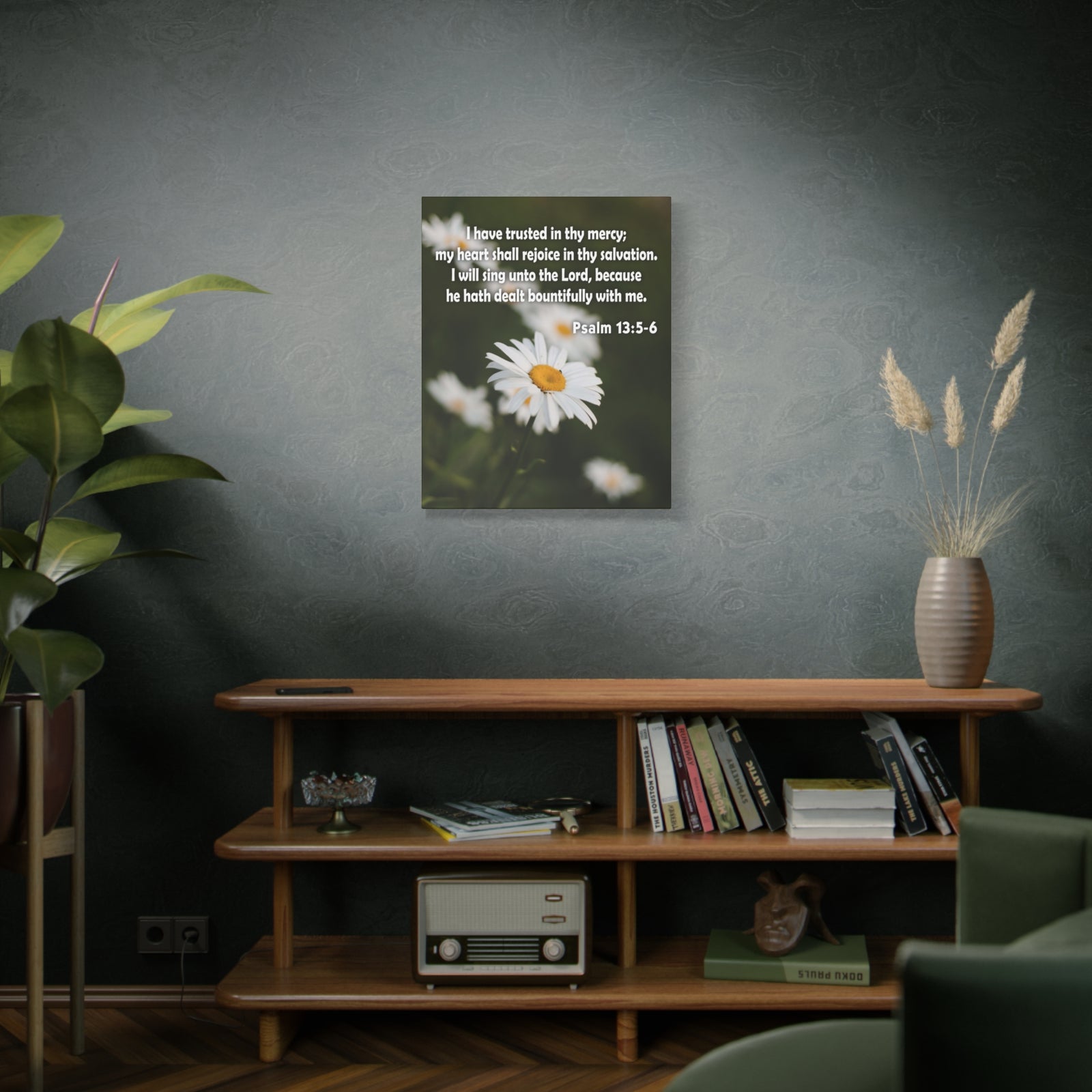 Scripture Canvas Rejoice in Thy Salvation Psalm 13:5-6 Christian Wall Art Bible Verse Print Ready to Hang-Express Your Love Gifts